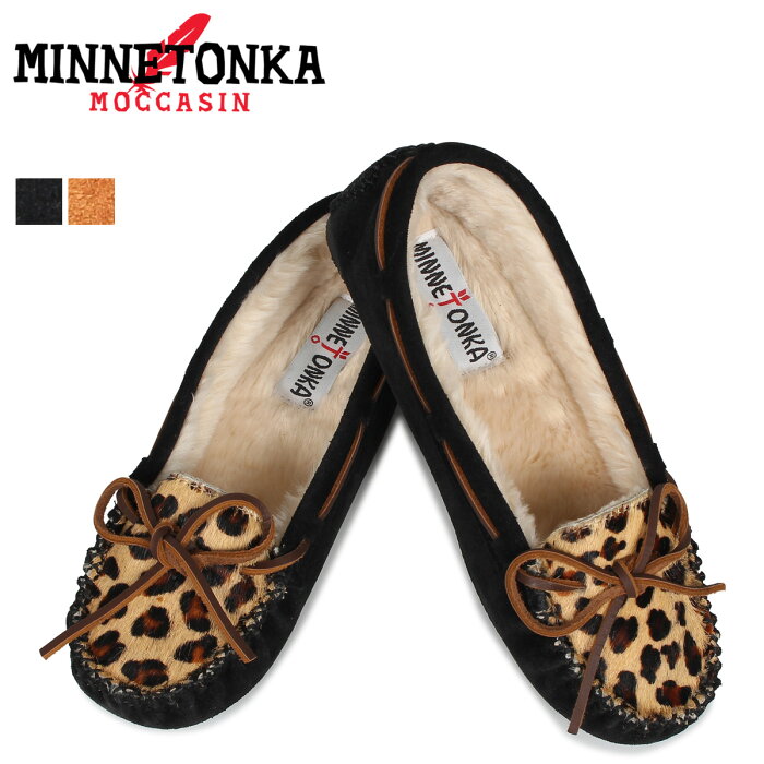 ミネトンカ MINNETONKA モカシン ボア レオパード キャリー スリッパ レディース LEOPARD CALLY SLIPPER ブラック ブラウン 黒