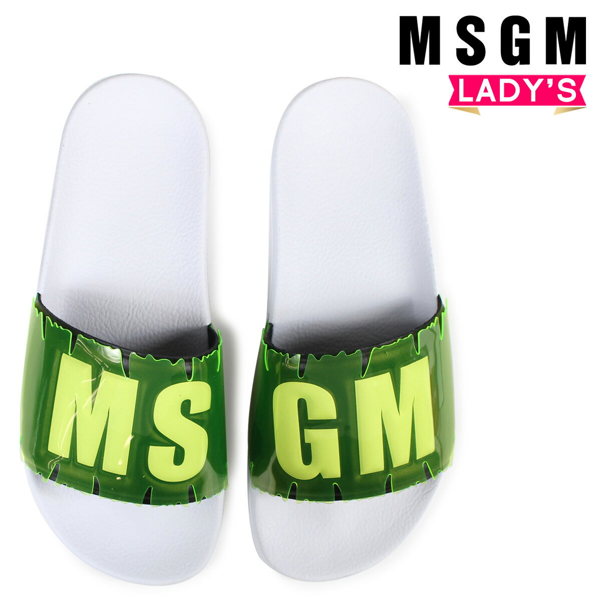  MSGM エムエスジーエム サンダル レディース シャワーサンダル POOL SLIDE CON DETTAGLIO FOGLIA 2441MDS300 070 ホワイト