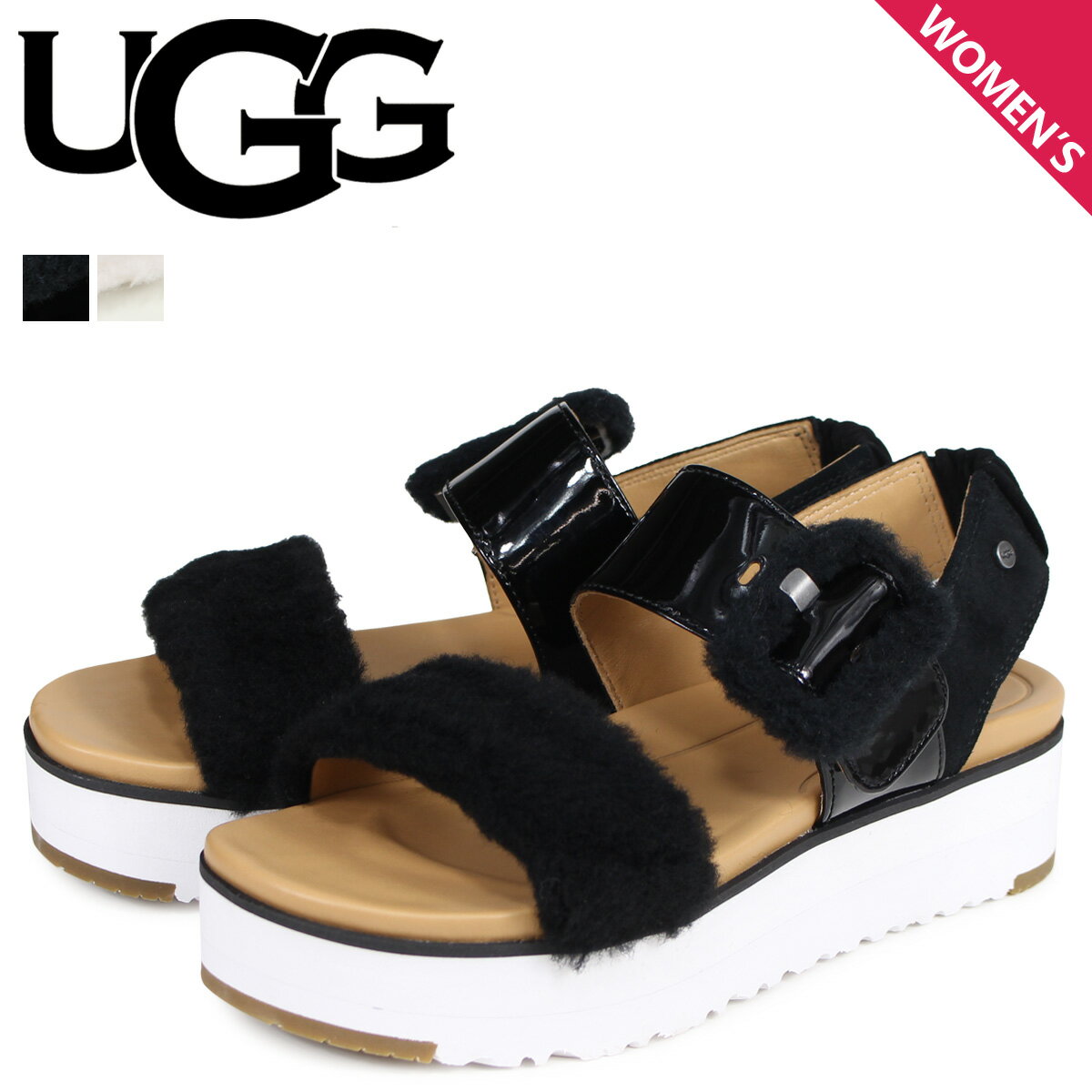 ڥݥǺ1000OFF5/16 10:59ޤǡ UGG   ȥåץ եåե ǥ WOMENS FLUFFCHELLA SANDAL ֥å ۥ磻   1099815