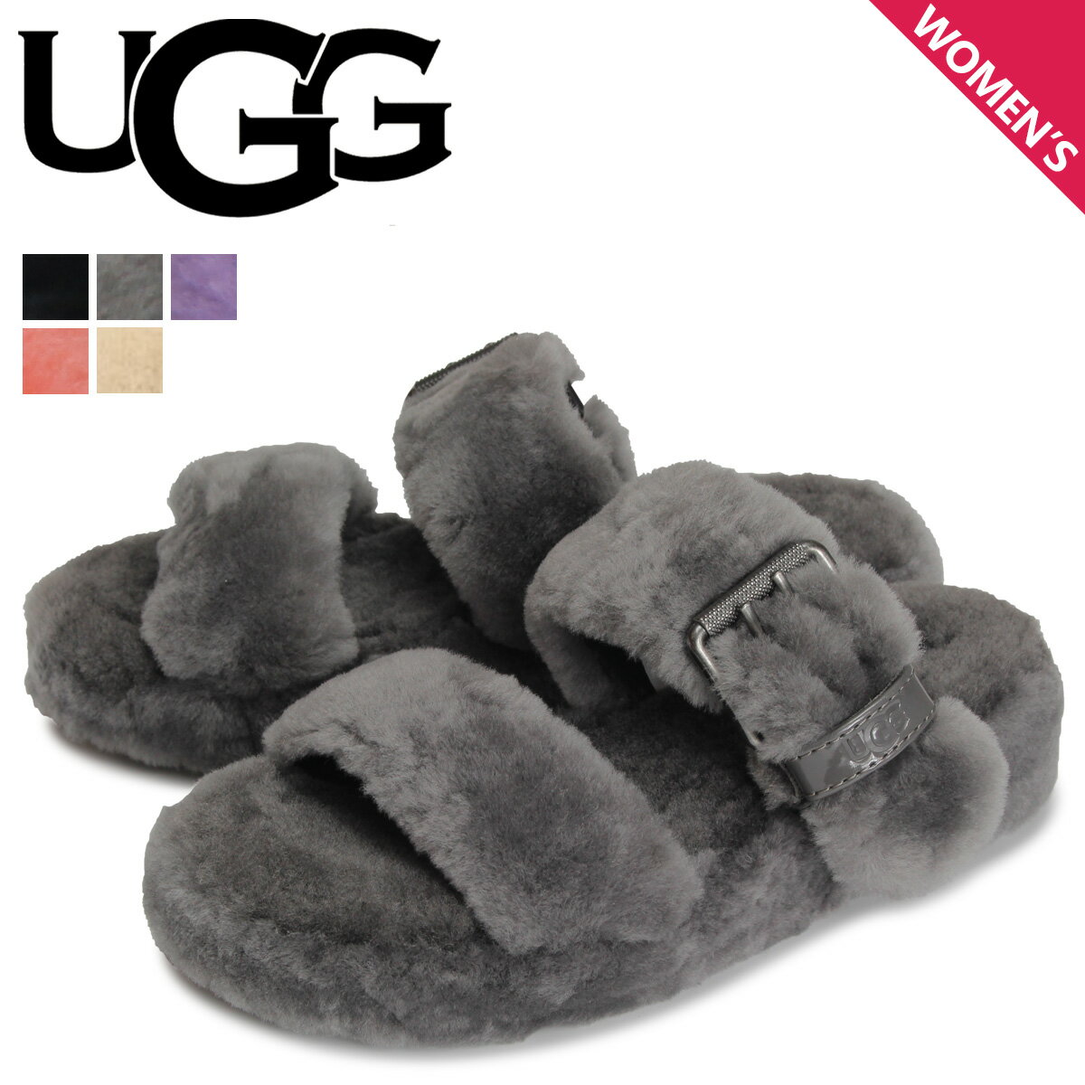 UGG アグ サンダル コンフォートサンダル ファズ イヤー レディース 厚底 WOMENS FUZZ YEAH ブラック グレー パープル ピンク 黒 1104662