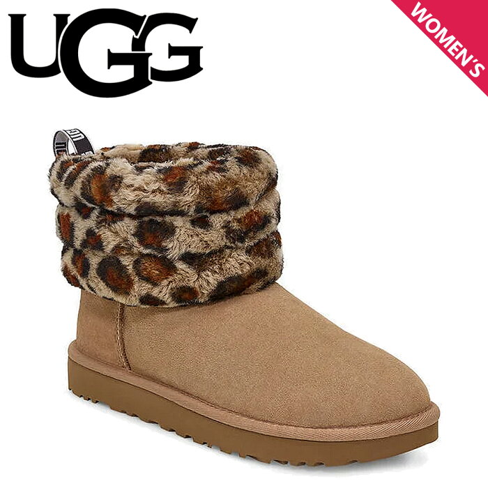 UGG アグ ショートブーツ ムートンブーツ フラッフ ミニ キルテッド レオパード レディース ファー FLUFF MINI QUILTED LEOPARD ブラウン 1105358