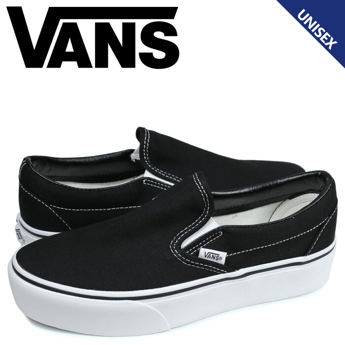 VANS ヴァンズ スリッポン クラシック スニーカー メンズ レディース バンズ 厚底 CLASSIC SLIP-ON PLATFORM ブラック 黒 VN00018EBLK