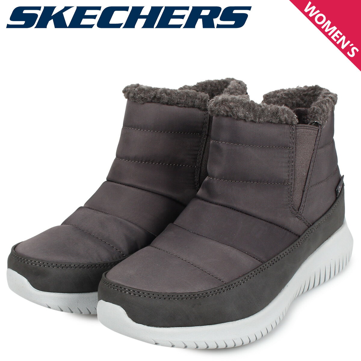 スケッチャーズ SKECHERS サイドゴアブーツ レディース ウォームタッチ メモリーフォーム ULTRA FLEX-SHAWTY WARM TECH MEMORY FOAM チャコール グレー 44998