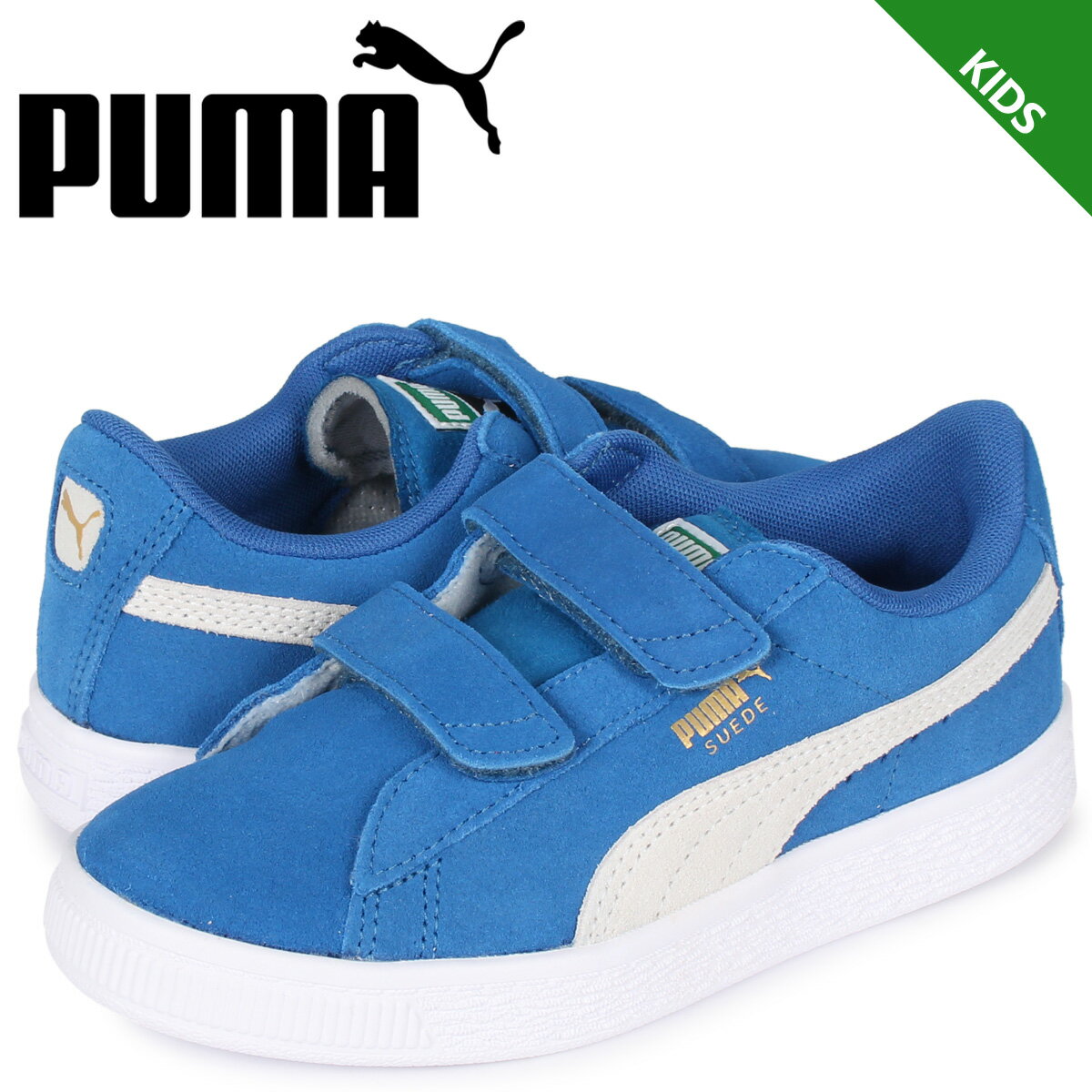 PUMA プーマ スウェード 2ストラップ スニーカー キッズ KIDS SUEDE 2 STRAP ブルー 359595-02のサムネイル