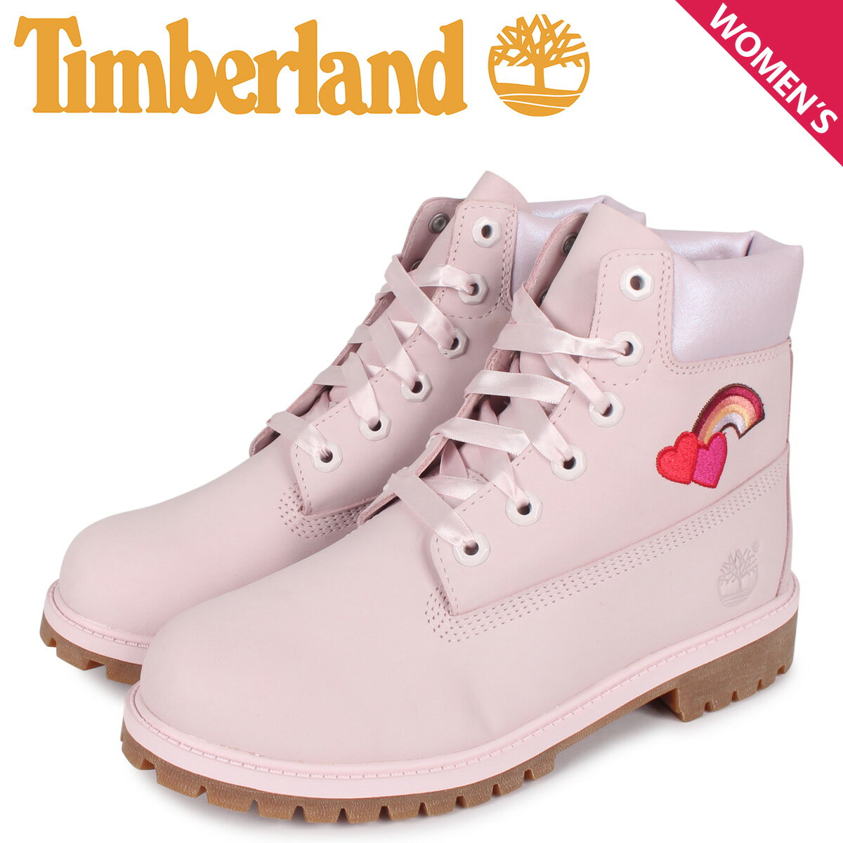 ティンバーランド ティンバーランド Timberland 6インチ プレミアム ウォータープルーフ ヌバック ブーツ レディース キッズ 防水 JUNIOR 6INCH PREMIUM WATERPROOF BOOTS ピンク A2C97