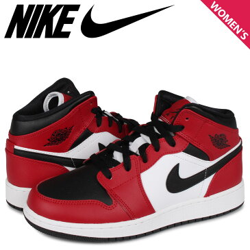 【最大2000円OFFクーポン】 NIKE AIR JORDAN 1 MID GS CHICAGO BLACK TOE ナイキ エアジョーダン1 スニーカー レディース レッド 554725-069 [6/12 新入荷]