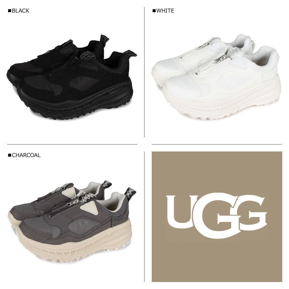 UGG アグ スニーカー ジップ レディース 厚底 CA805 ZIP ブラック ホワイト チャコール 黒 白 1116311