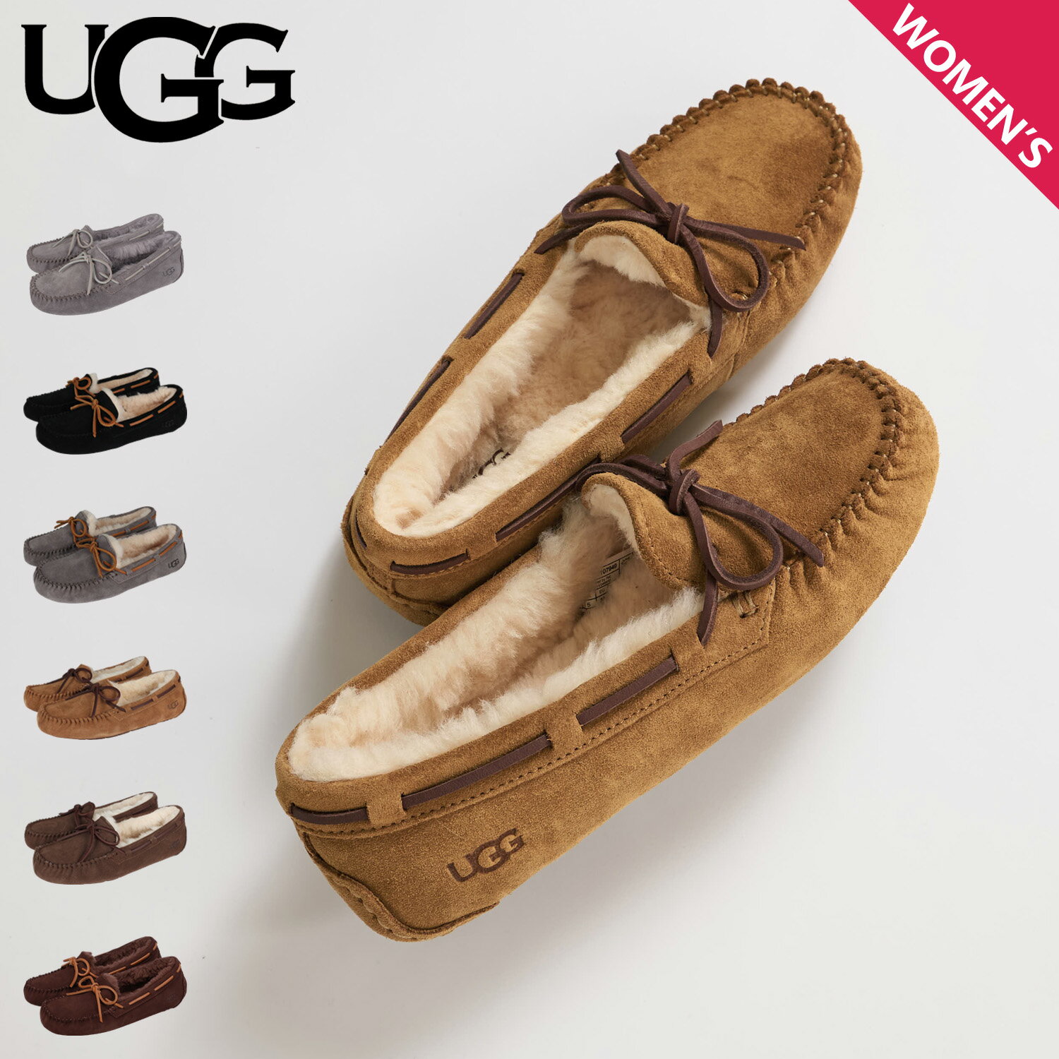 UGG アグ モカシン ダコタ ムートン シューズ レディース シープスキン スリッポン DAKOTA ブラック グレー ブラウン 黒 1107949