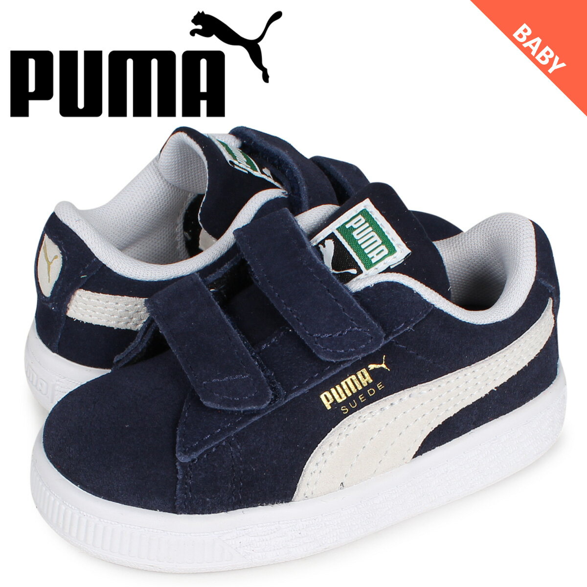 PUMA プーマ スウェード クラシック スニーカー ベビー キッズ スエード ベルクロ SUEDE CLASSIC 21 V INF ネイビー 380564-03