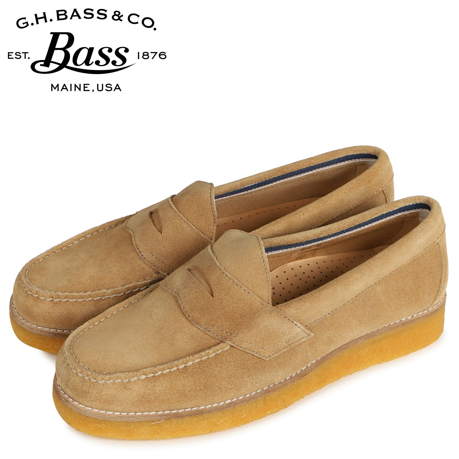 G.H.BASS ジーエイチバス ローファー メンズ ローガン スエード WEEJUN CREPE LOGAN SUEDE ベージュ BA11237K-588