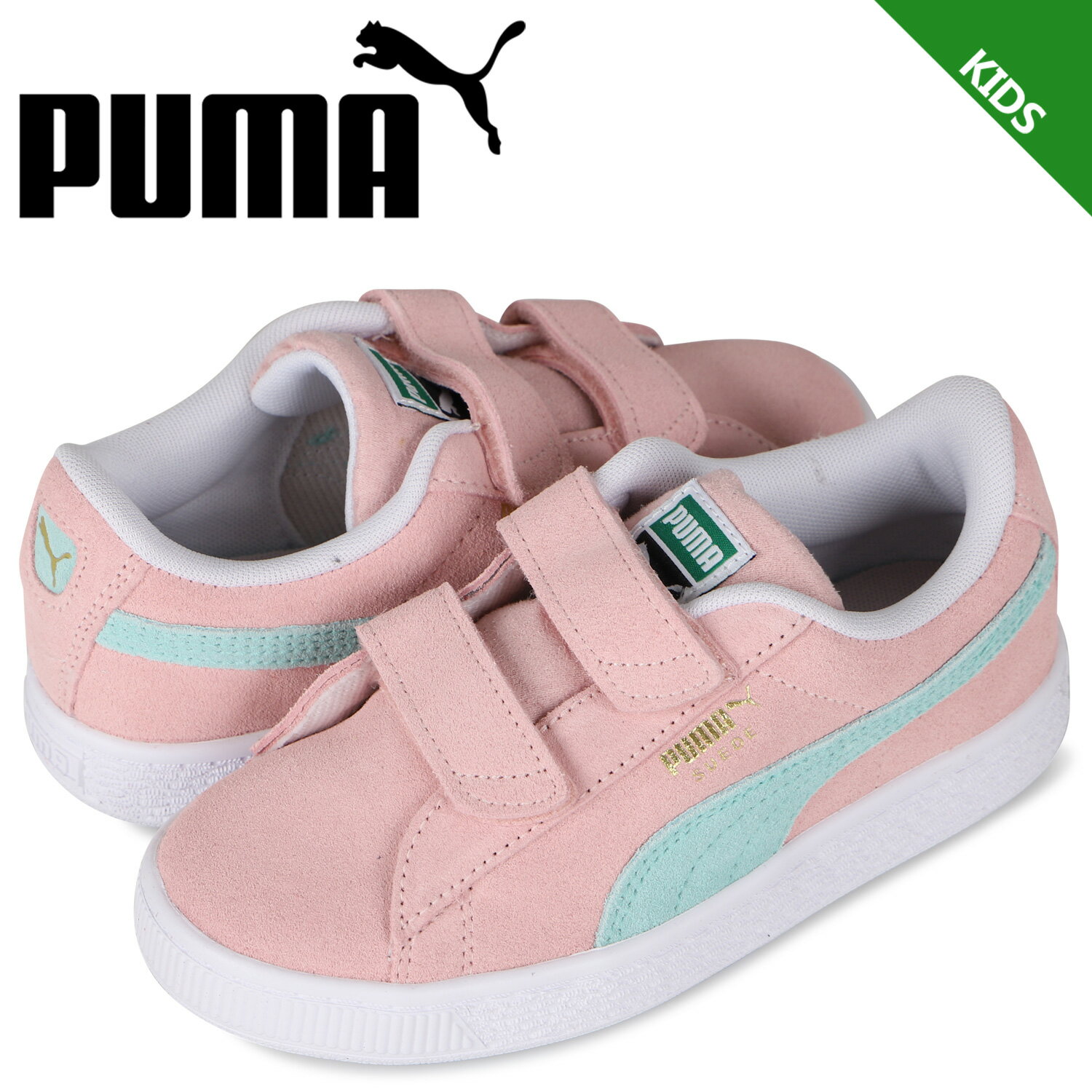 【最大1000円OFFクーポン配布中】 PUMA プーマ スウェード クラシック スニーカー キッズ スエード ベルクロ SUEDE CLASSIC 21 V PS ピンク 380563-10