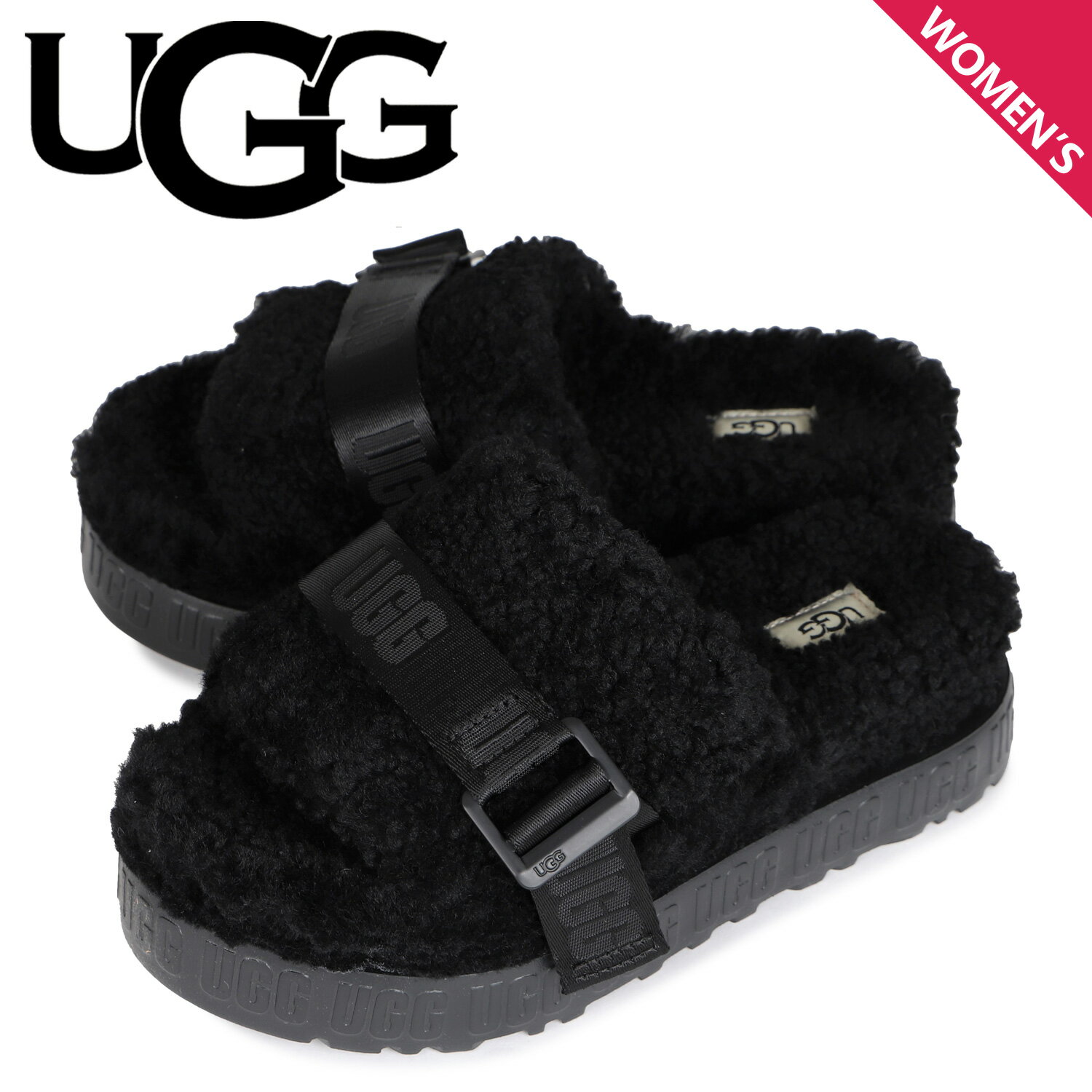 UGG アグ サンダル レディース 厚底 ファー フラッフィータ FLUFFITA ブラック 黒 1113475のサムネイル