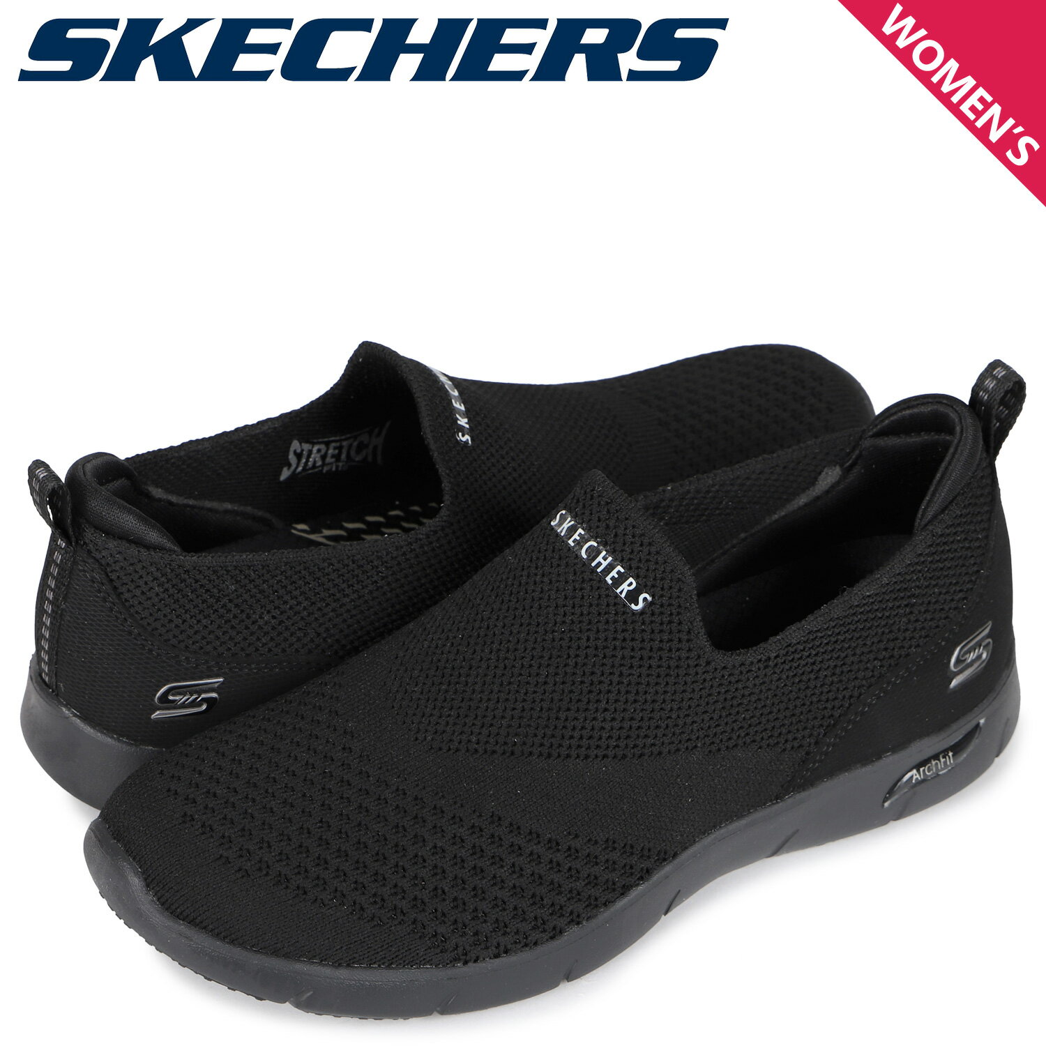  スケッチャーズ SKECHERS スニーカー スリッポン レディース アーチフィット ARCH FIT REFINE DONT GO ブラック 黒 104164