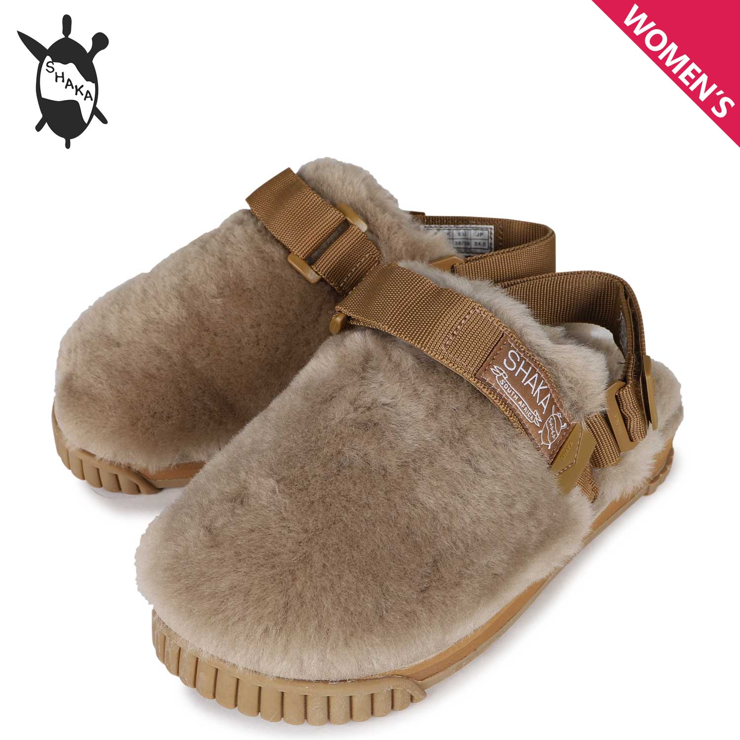 【最大1000円OFFクーポン配布中】 SHAKA シャカ サンダル レディース ファー スナッグ クロッグ ムートン SNUG CLOG MOUTON ダーク ベージュ 433207のサムネイル