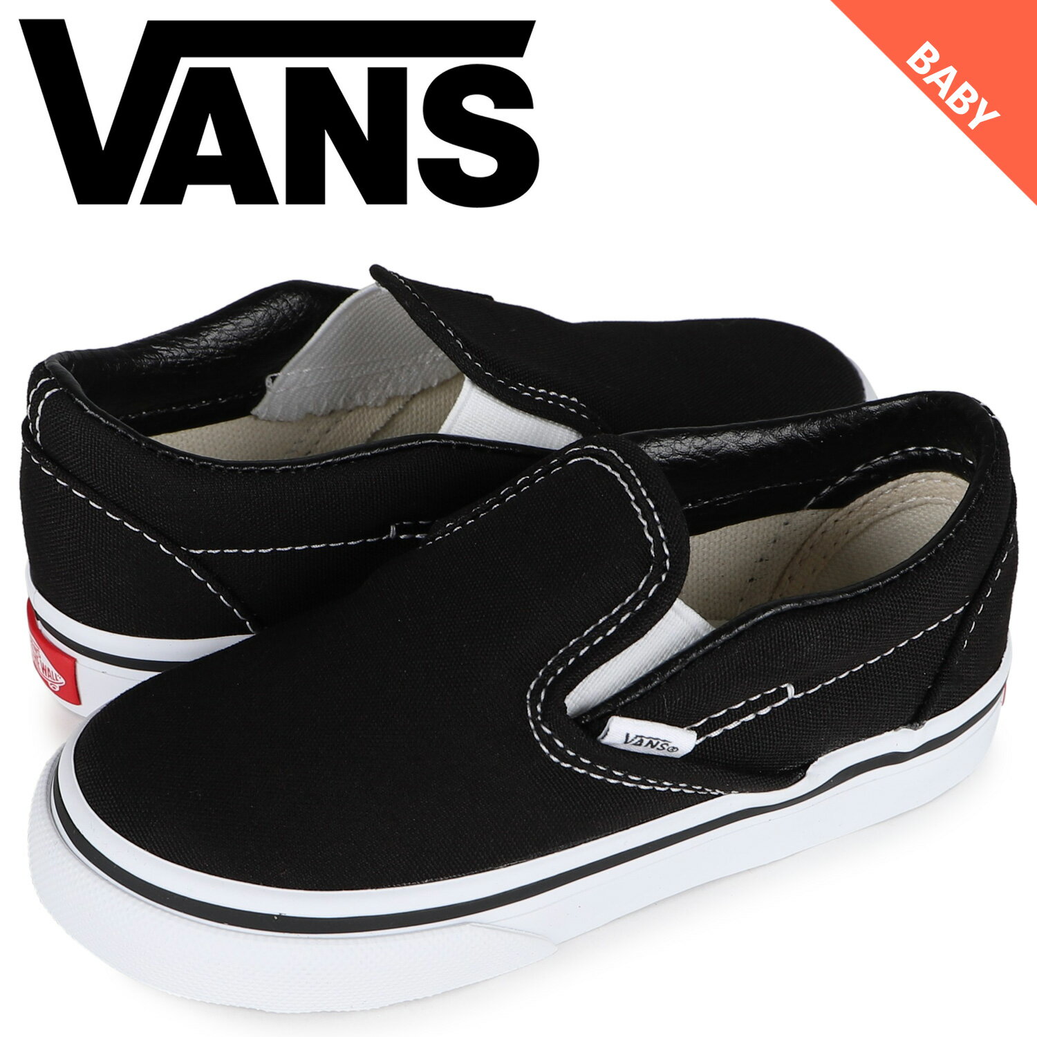 VANS ヴァンズ スリッポン スニーカー クラシック ベビー キッズ バンズ CLASSIC SLIP-ON ブラック 黒 VN000EX8BLKのサムネイル