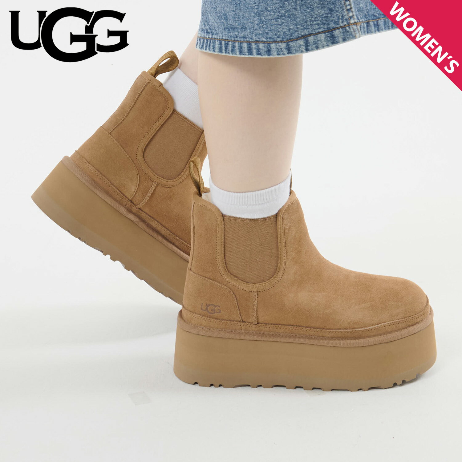 【 最大1000円OFFクーポン 】 UGG アグ ブーツ ムートンブーツ ウィメンズ ニューメル プラットフォーム チェルシー レディース 厚底 W NEUMEL PLATFORM CHELSEA チェスナット 1134526