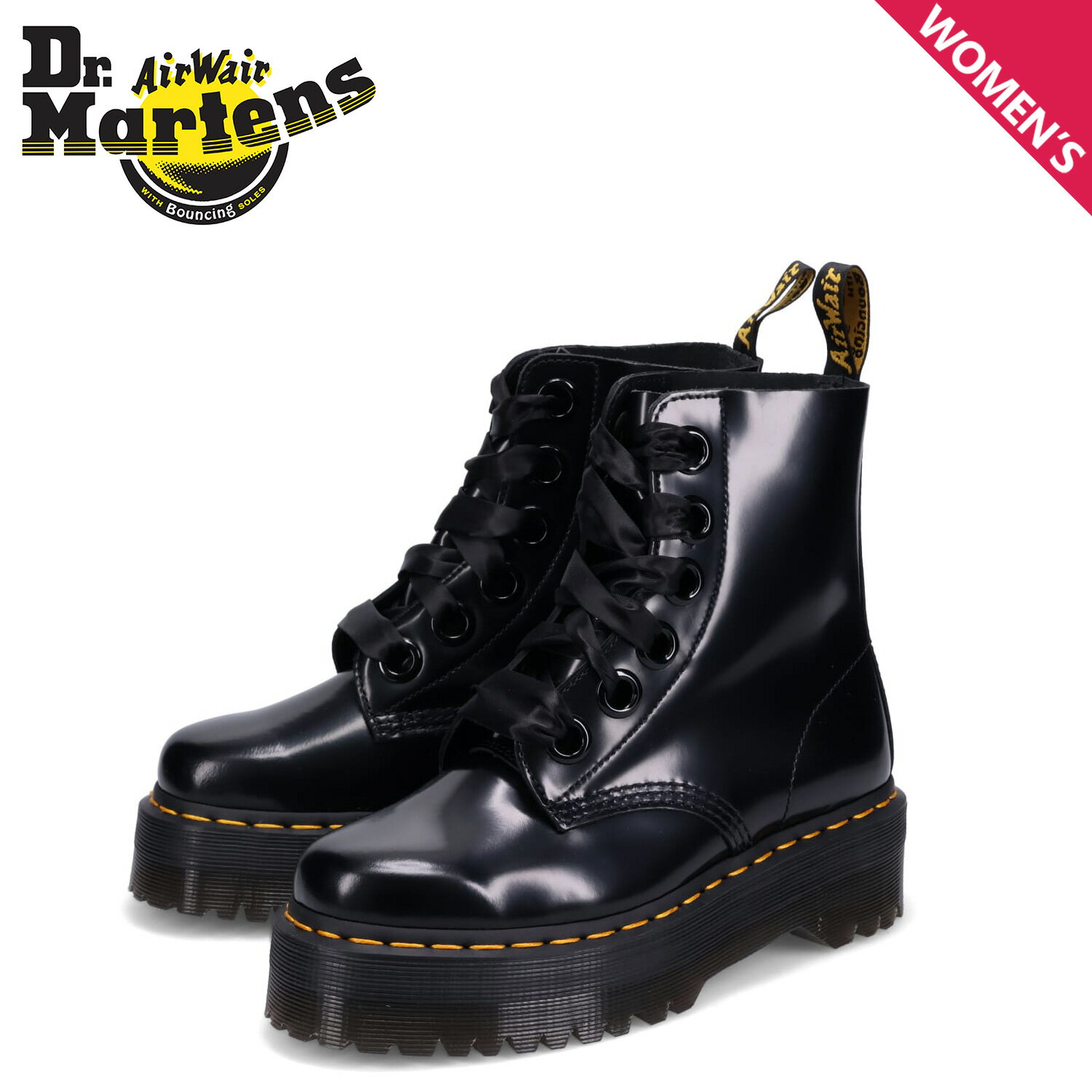 ドクターマーチン Dr.Martens 6ホール ブーツ モリー レディース 厚底 MOLLY ブラック 黒 24861001