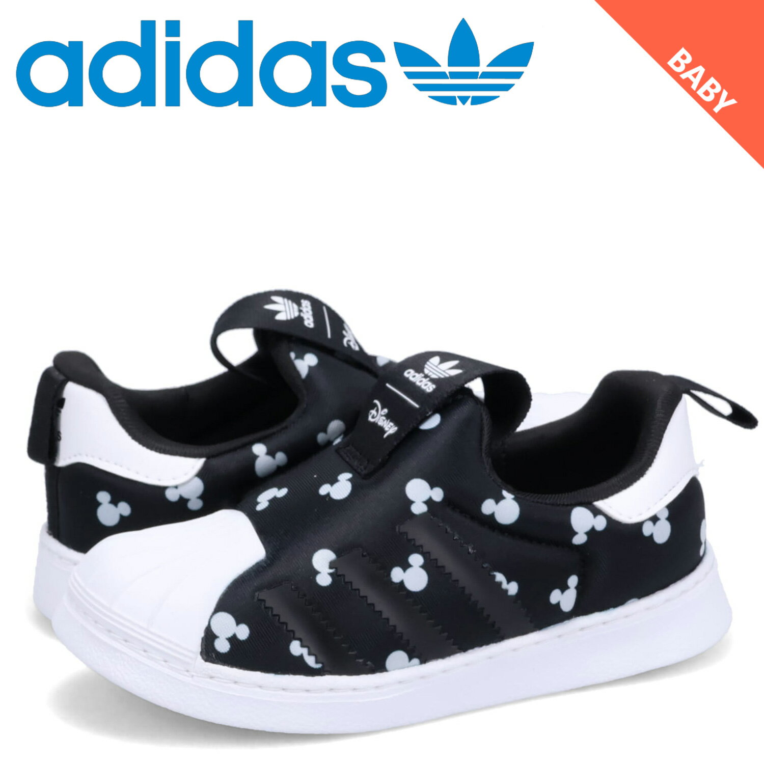 アディダス オリジナルス adidas Originals スニ―カー スリッポン ベビー キッズ ディズニー コラボ DISNEY SST 360 ブラック 黒 HQ4079のサムネイル