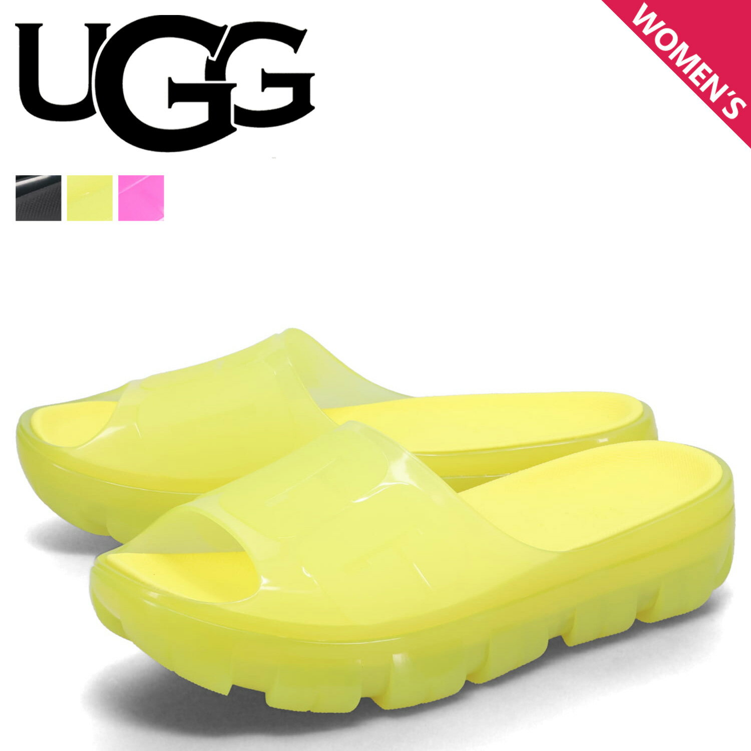  UGG アグ サンダル スライドサンダル ジェラ クリア レディース JELLA CLEAR SLIDE ブラック イエロー ピンク 黒 1136763