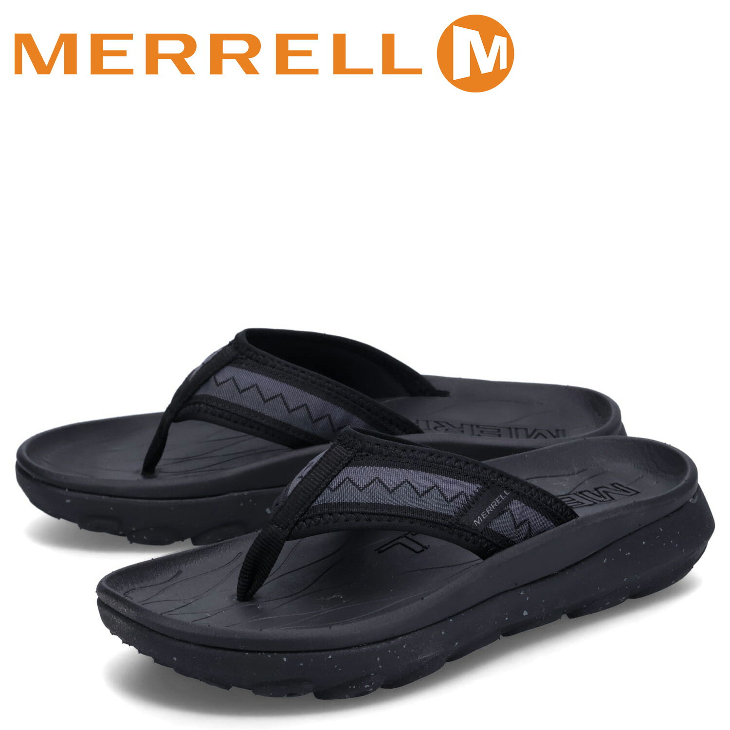 楽天スニークオンラインショップ【クーポンで最大1000円OFF！5/16 10:59まで】 メレル MERRELL リカバリーサンダル トングサンダル ハット ウルトラ フリップ メンズ HUT ULTRA FLIP ブラック 黒 J005327