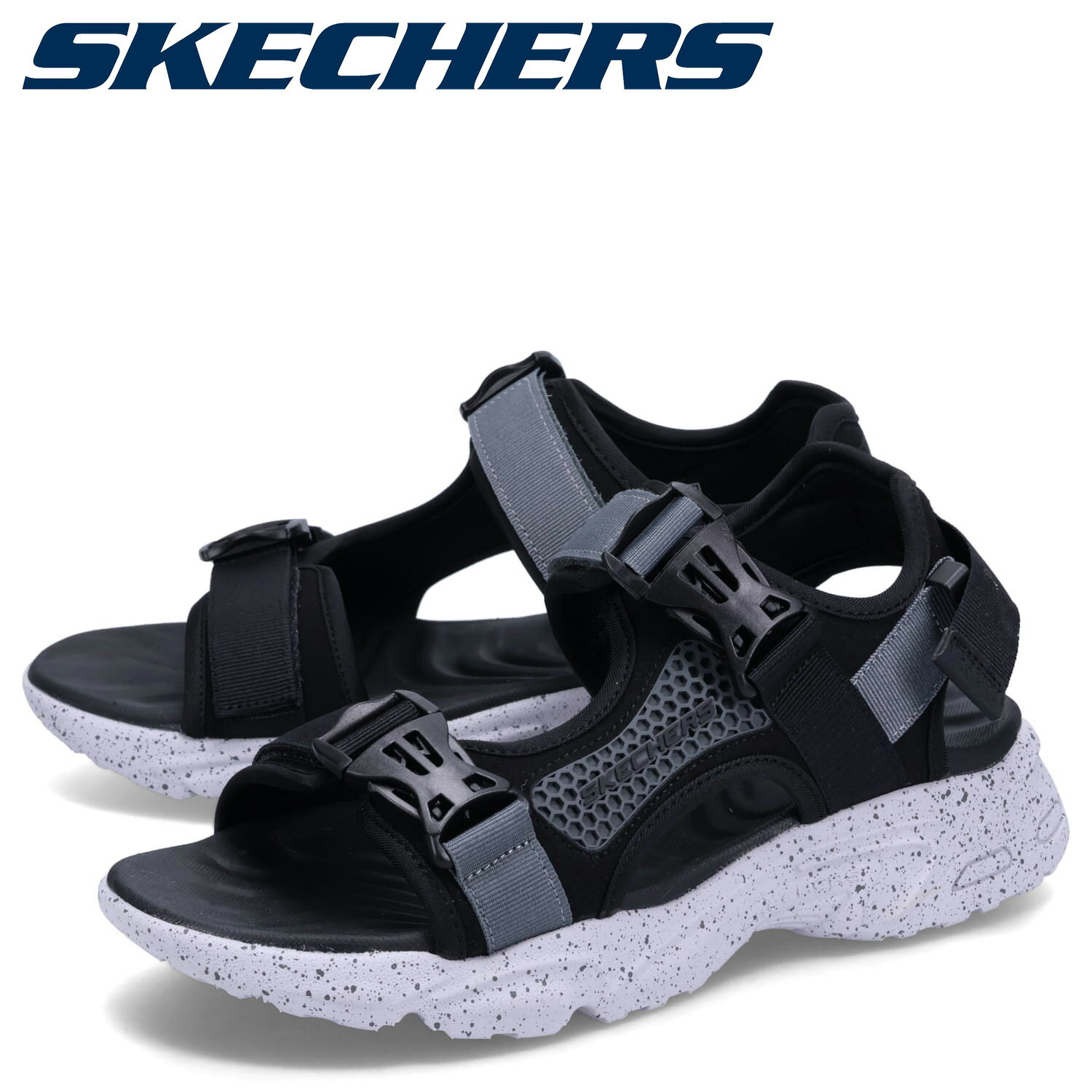 スケッチャーズ SKECHERS サンダル ストラップサンダル スタミナ ストリーマー メンズ STAMINA SANDAL STREAMER ブラック 黒 237396