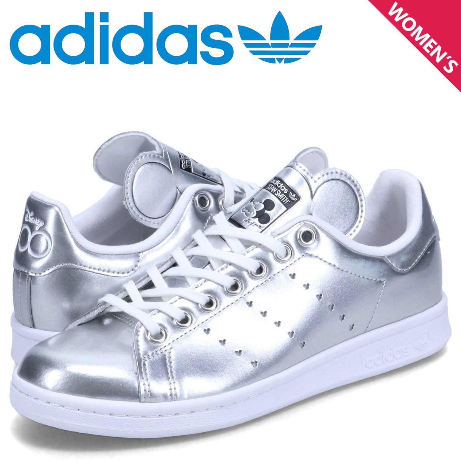 【 最大1000円OFFクーポン配布中 】 アディダス オリジナルス adidas Originals スタンスミス J スニーカー レディース ディズニー コラボ Disney Mickey STAN SMITH J シルバー ID7187のサムネイル