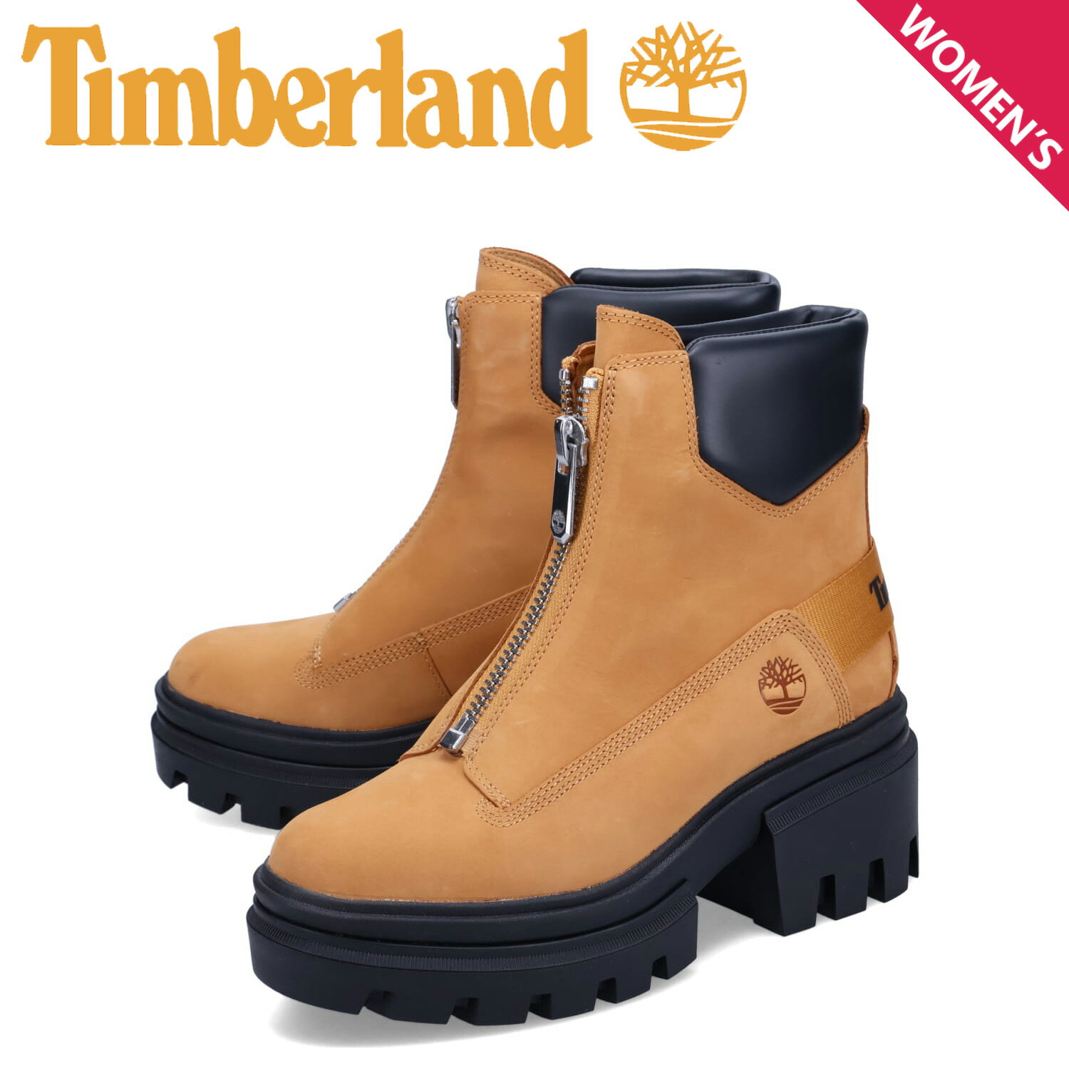 ティンバーランド 【クーポンで最大1000円OFF！5/16 10:59まで】 ティンバーランド Timberland ブーツ エヴァーリー フロントジップ レディース 厚底 EVERLEIGH FRONT ZIP BOOT ウィート A5YHM