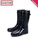 ハンター HUNTER レインブーツ 長靴 リファインド キルト ショート レディース 防水 REFINED QUILT SHORT ブラック 黒 WFS102...