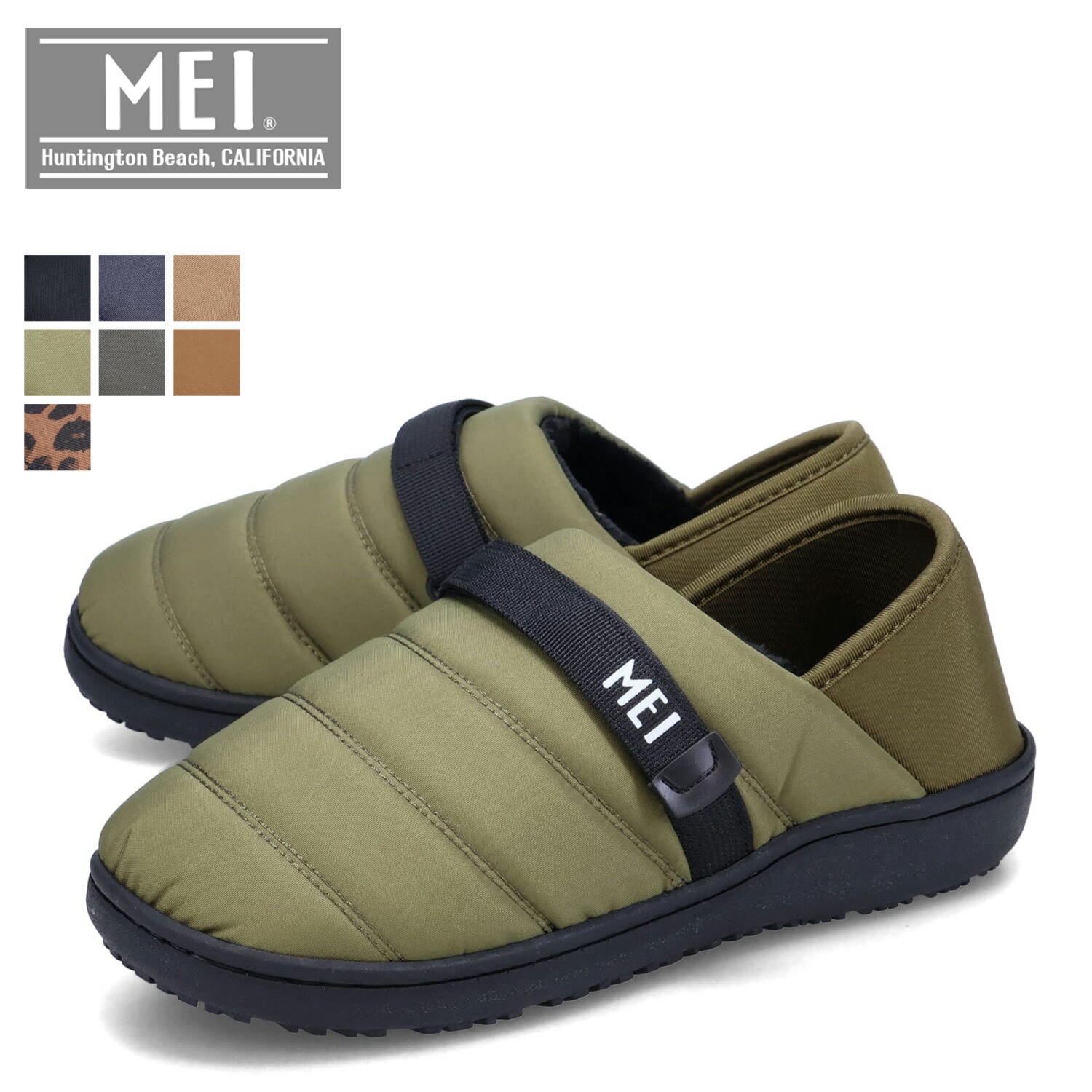 MEI メイ モックシューズ スリッポン ルームシューズ スリッパ メンズ キルティング 撥水 BELT MOCSHOES MEI-SHM-233003