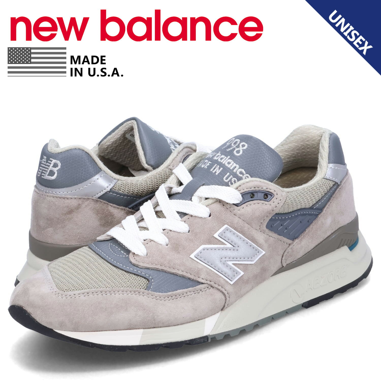 ニューバランス new balance 998 スニーカー メンズ レディース Dワイズ MADE IN USA グレー U998GR