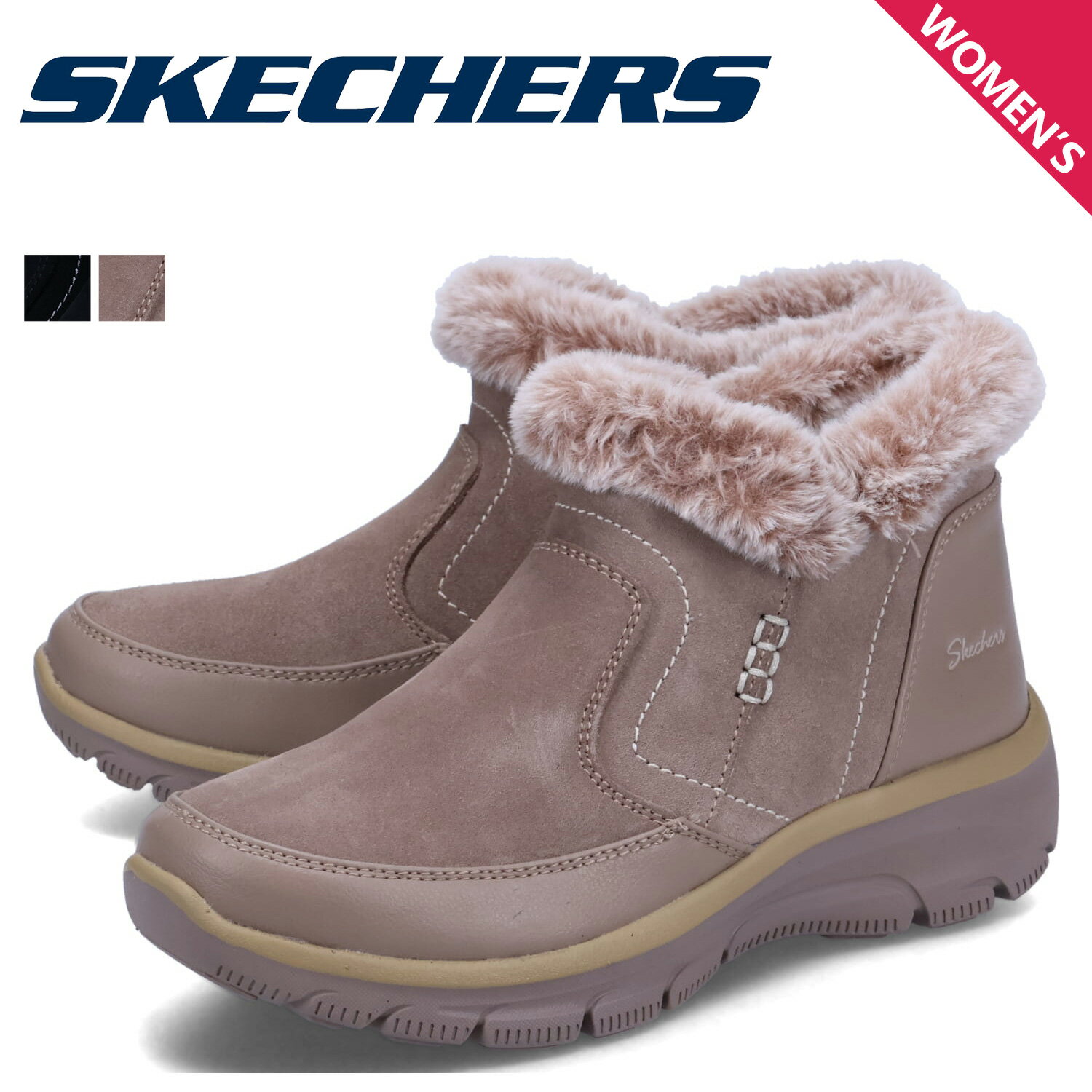 スケッチャーズ SKECHERS ショートブーツ イージーゴーイング ウォーム エスケープ レディース ボア 撥水 EASY GOING WARM ESCAPE ブラック ブラウン 黒 167403