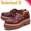 【クーポンで最大1000円OFF！5/1 10:59まで】 ティンバーランド Timberland デッキシューズ プレミアムプラットフォーム スリー アイ レディース 厚底 PREMIUM PLATFORM 3 EYE バーガンディー A2QDM