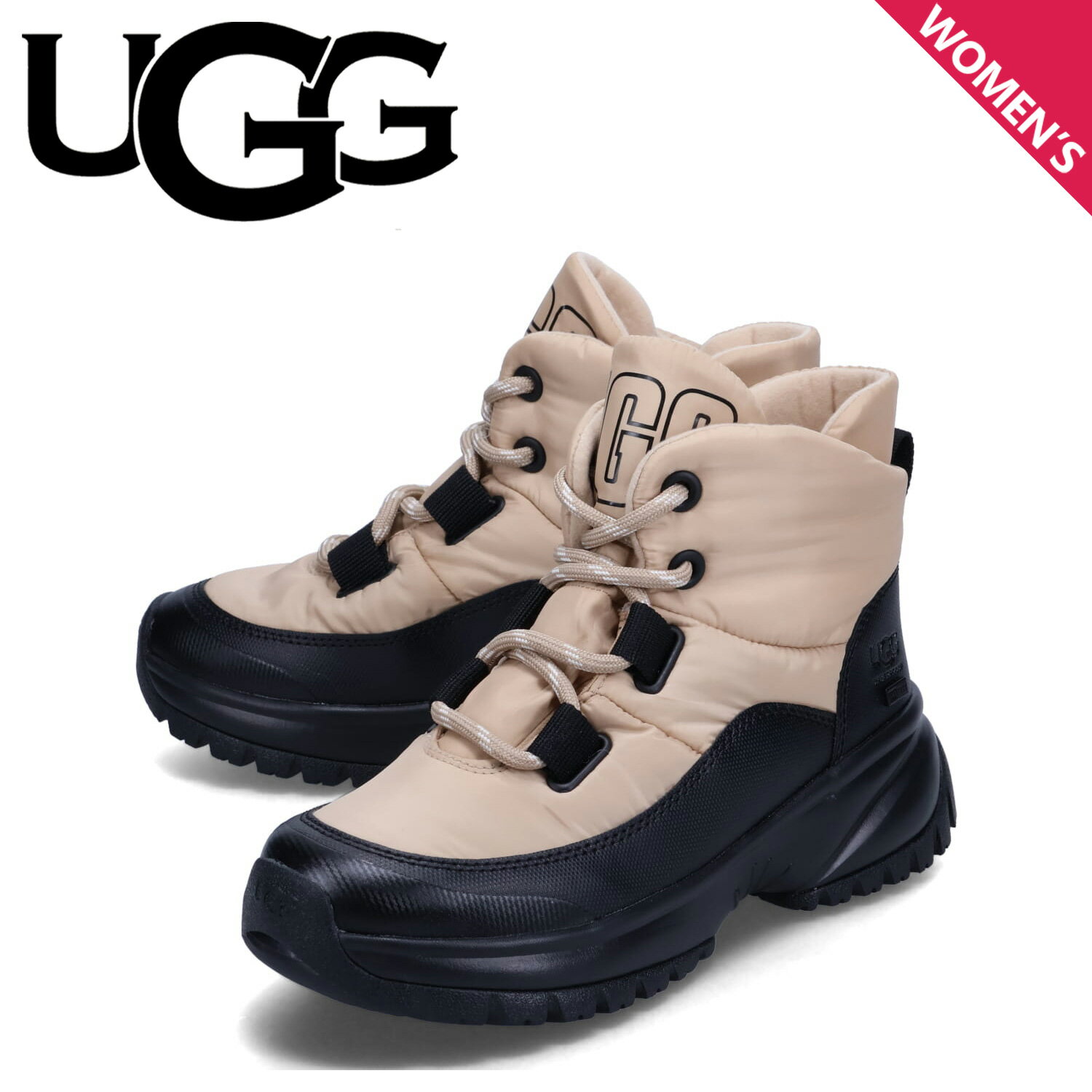 UGG アグ ブーツ ヨセ パッファー レース レディース 厚底 防水 YOSE PUFFER LACE ベージュ 1143844