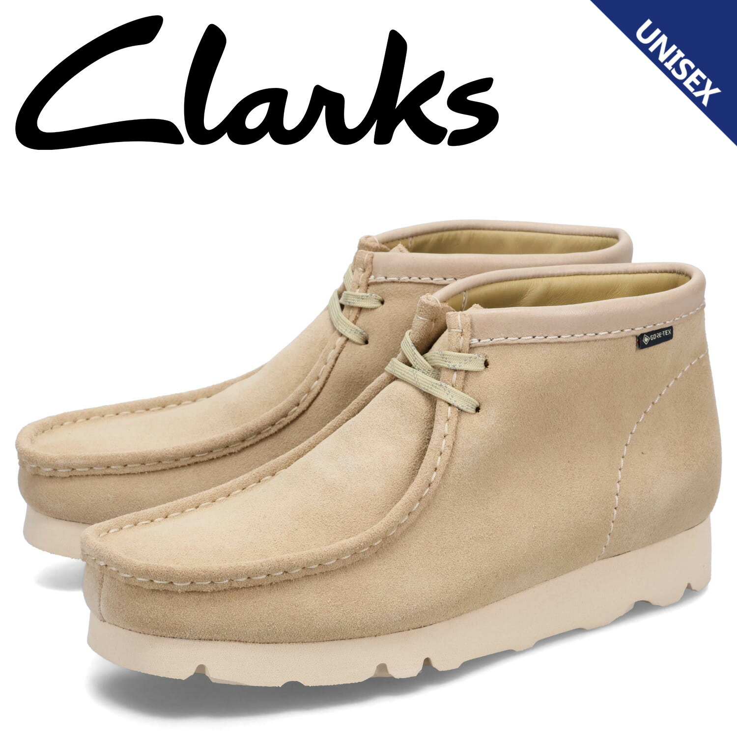 【クーポンで最大1000円OFF！5/16 10:59まで】 クラークス Clarks ワラビー ゴアテックス ブーツ メンズ レディース 防水 WALLABEE BT GTX ベージュ 26168545