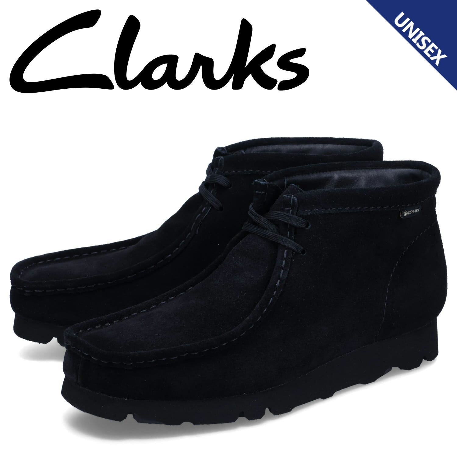 【クーポンで最大1000円OFF！5/7 10:59まで】 クラークス Clarks ワラビー ゴアテックス ブーツ メンズ レディース 防水 WALLABEE BT GTX ブラック 黒 26173318のサムネイル