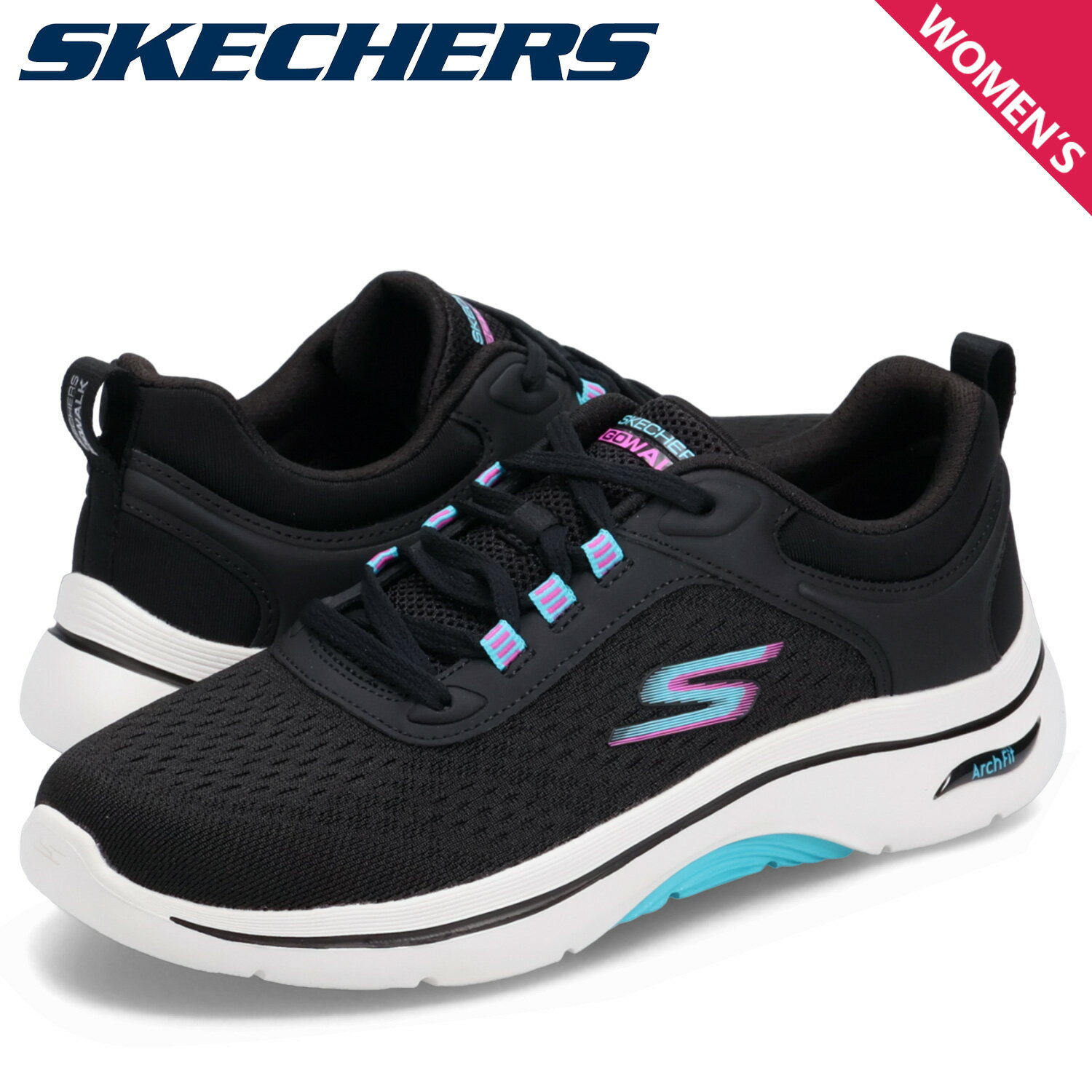 【クーポンで最大1000円OFF！5/16 10:59まで】 スケッチャーズ SKECHERS ゴーウォーク アーチフィット 2.0 スニーカー レディース GO WALK ARCH FIT 2.0 ブラック 黒 125314