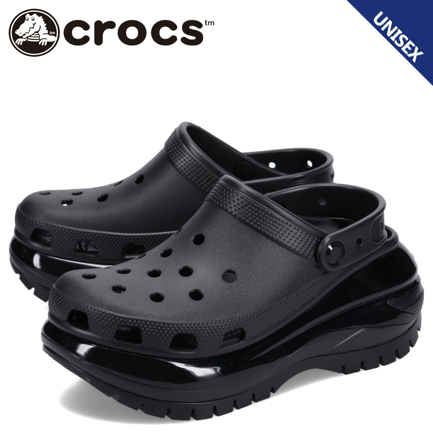 【クーポンで最大1000円OFF！5/16 10:59まで】 クロックス crocs サンダル クロッグサンダル メガ クラッシュ メンズ レディース 厚底 MEGA CRUSH CLOG ブラック 黒 207988