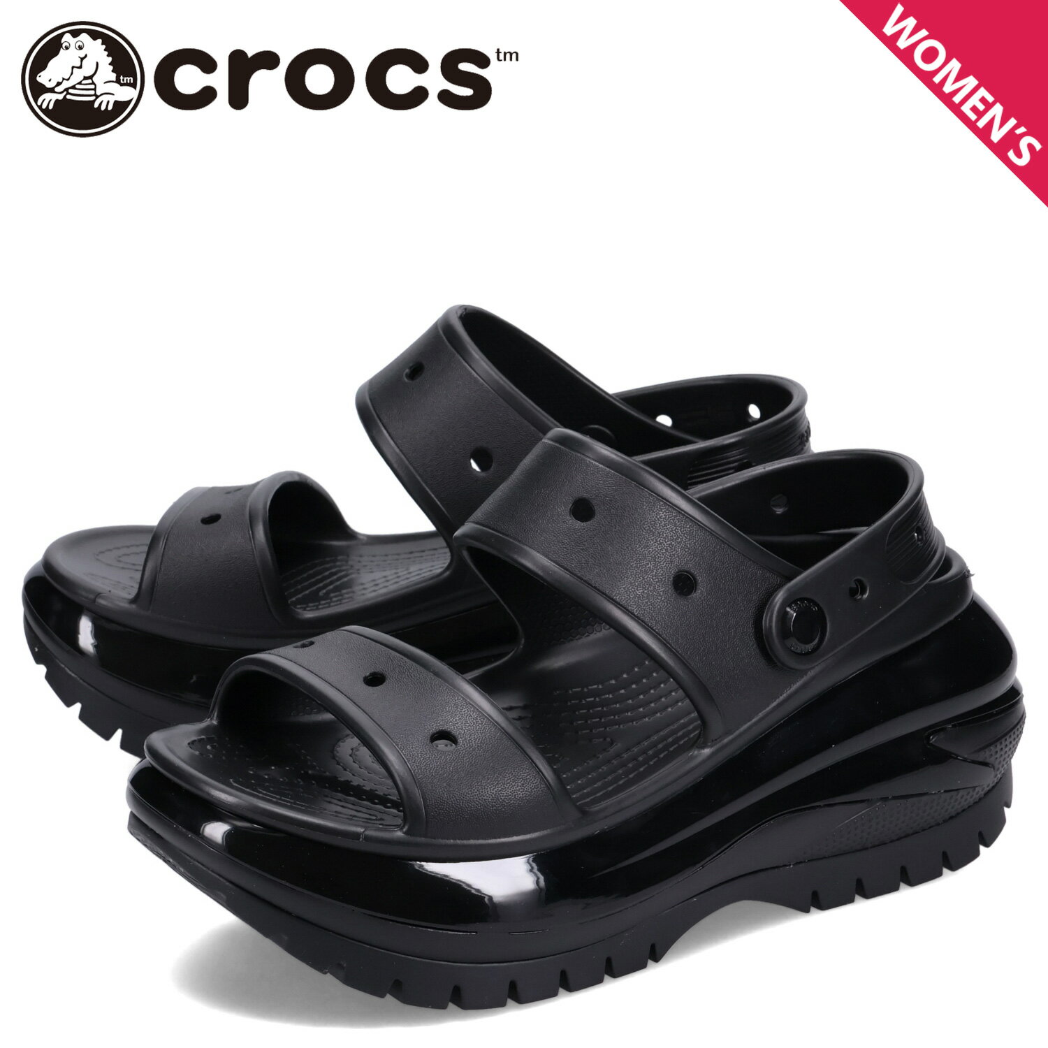 クロックス crocs サンダル ストラップサンダル メガ クラッシュ レディース 厚底 MEGA CRUSH SANDAL ブラック 黒 207989