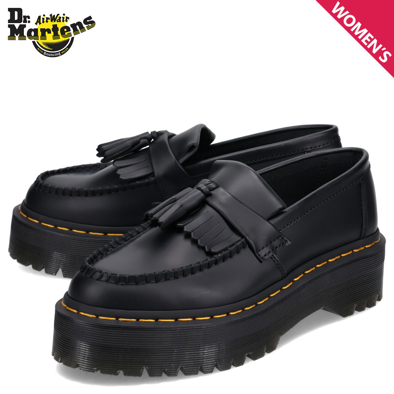 ドクターマーチン Dr.Martens タッセルローファー エイドリアン クアッド レディース 厚底 ADRIAN QUAD TASSEL LOAFER ブラック 黒 27989001