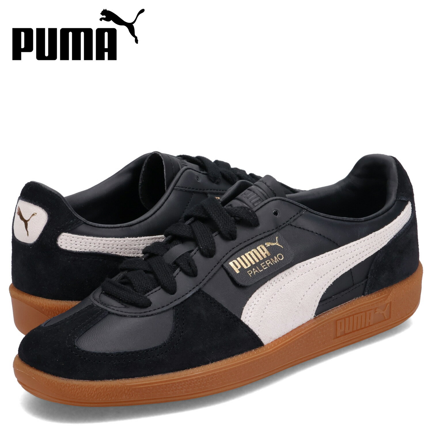 プーマ レザースニーカー メンズ 【クーポンで最大1000円OFF！5/16 10:59まで】 PUMA プーマ スニーカー パレルモ レザー メンズ PALERMO LEATHER ブラック 黒 396464-03