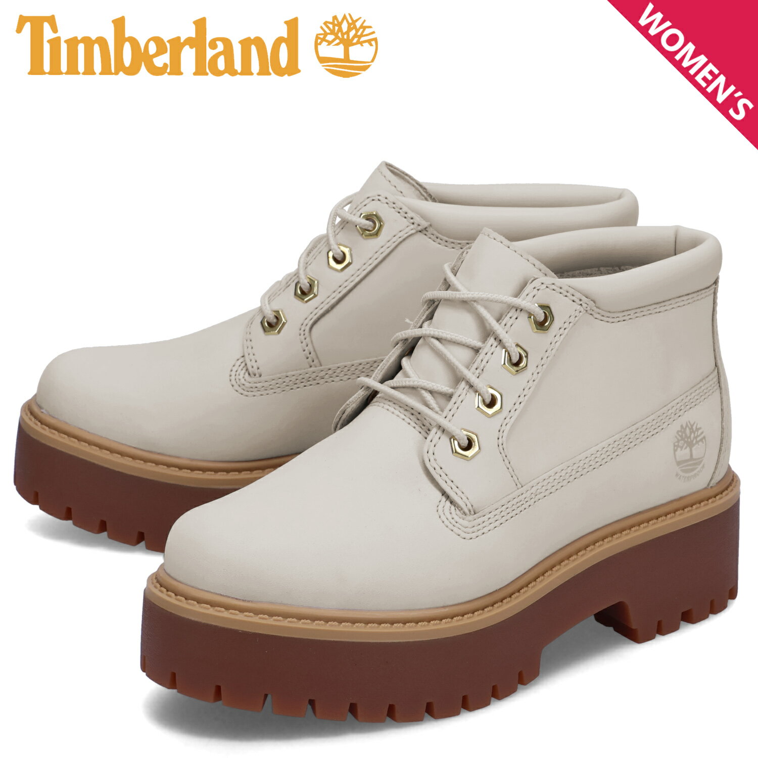 ティンバーランド Timberland ブーツ チャッカ レディース 防水 ウォータープルーフ STONE STREET MID LACE WATERPROOF BOOT ホワイト 白 A64FR