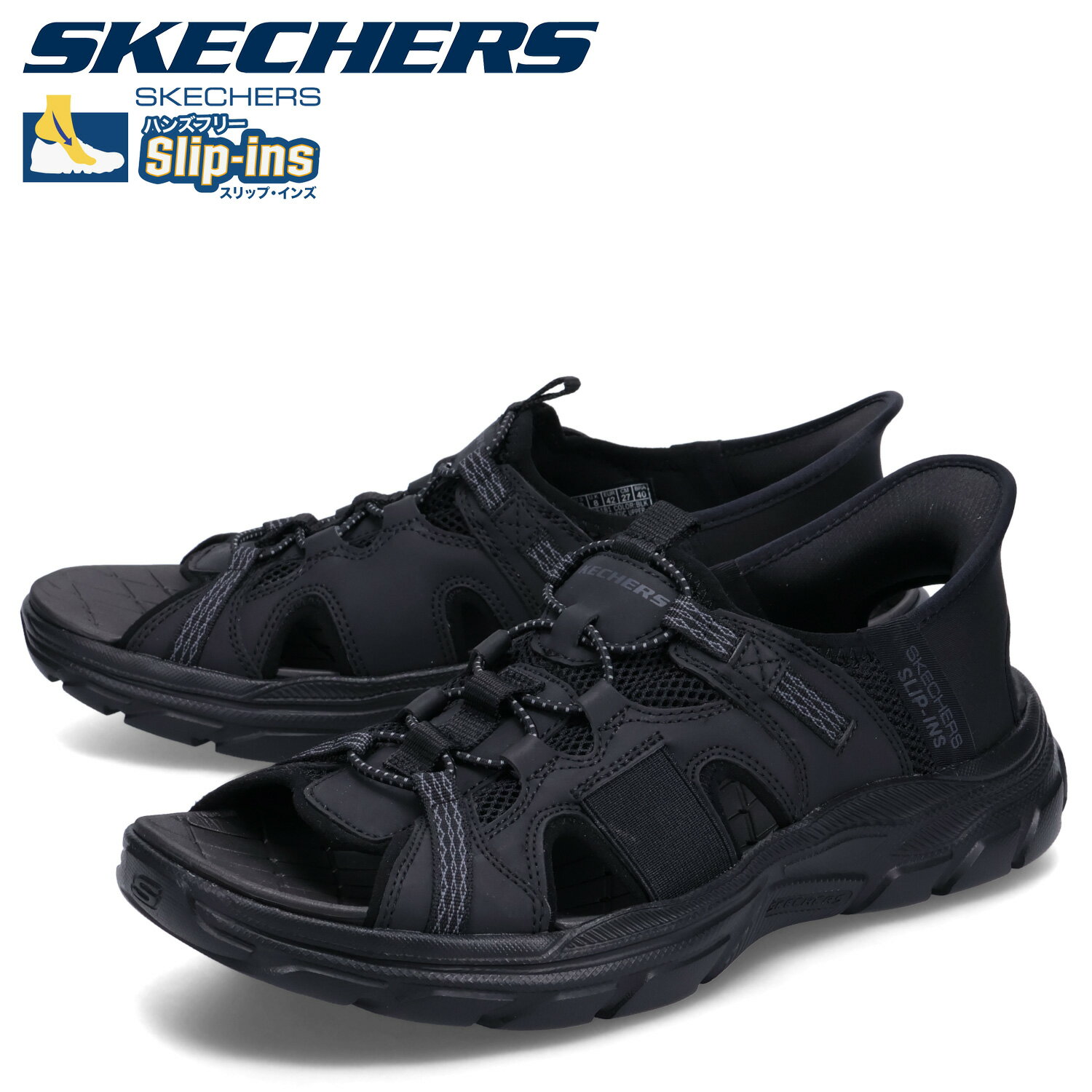 スケッチャーズ サンダル メンズ スケッチャーズ SKECHERS スリップインズ リボルテッド SS サンダル スポーツサンダル メンズ SLIP-INS REVOLTED SS ブラック 黒 205181