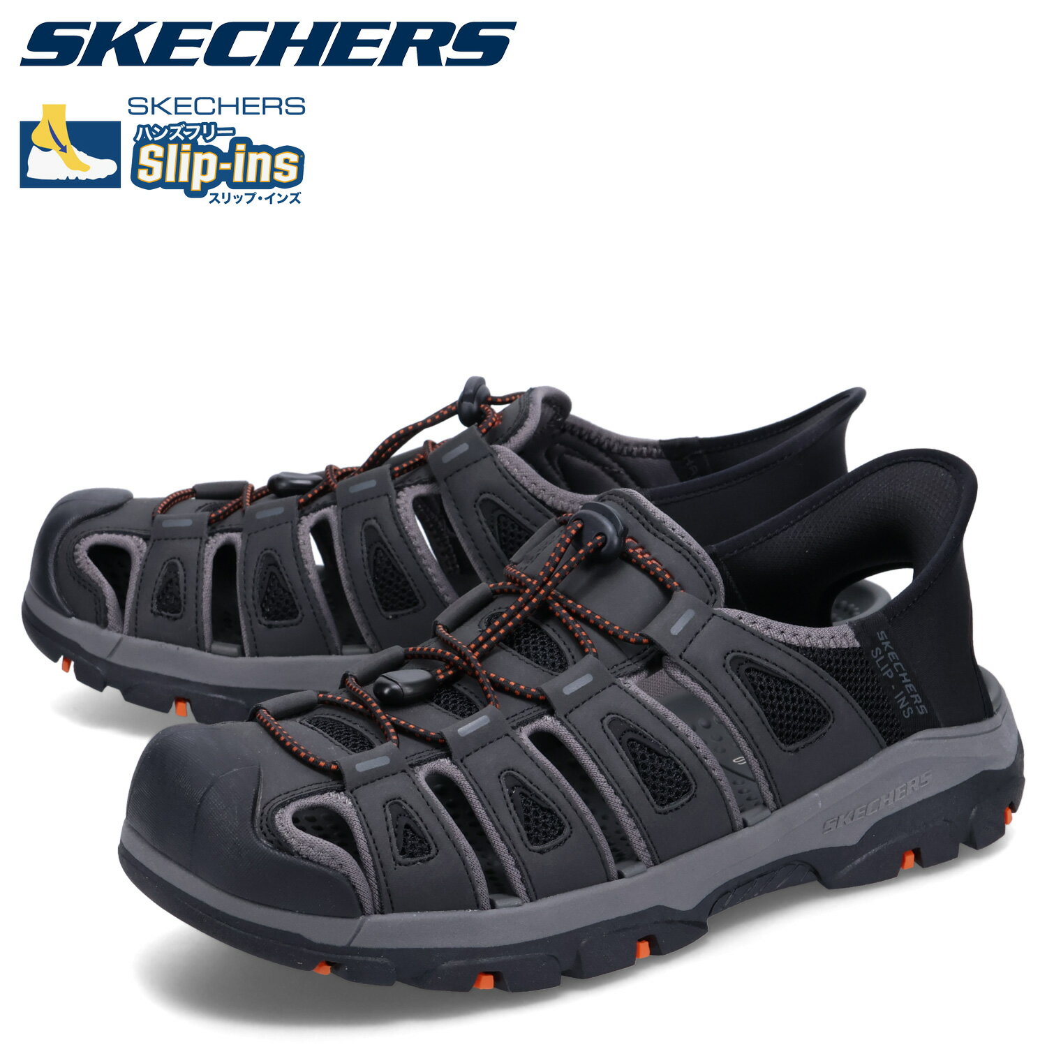 スケッチャーズ サンダル メンズ スケッチャーズ SKECHERS スリップインズ トレスメン ノルビック サンダル スポーツサンダル メンズ SLIP-INS TRESMEN NORVICK ブラック 黒 205187