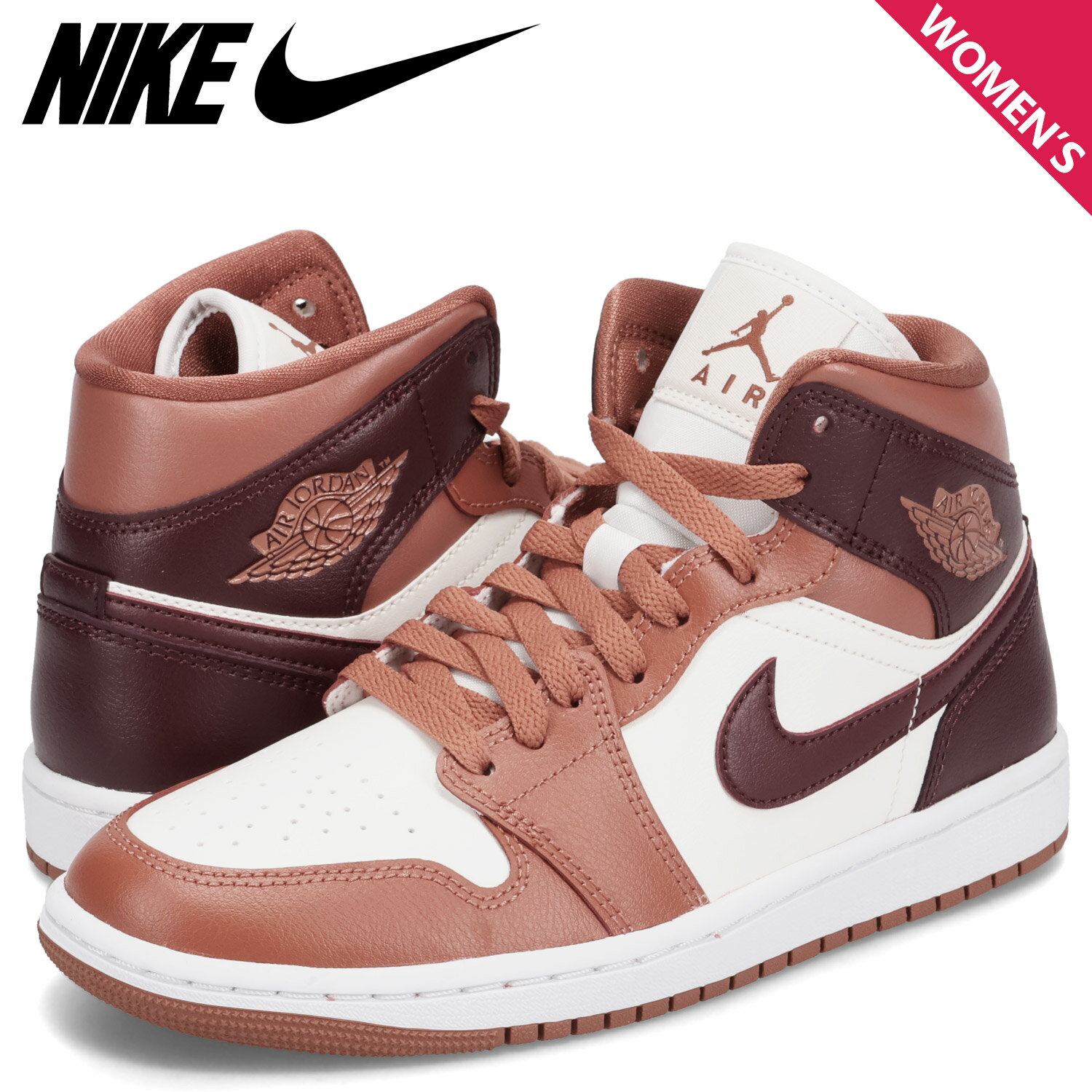 NIKE WMNS AIR JORDAN 1 MID ナイキ エアジョーダン1 ミッド スニーカー レディース ワインレッド BQ6472-200