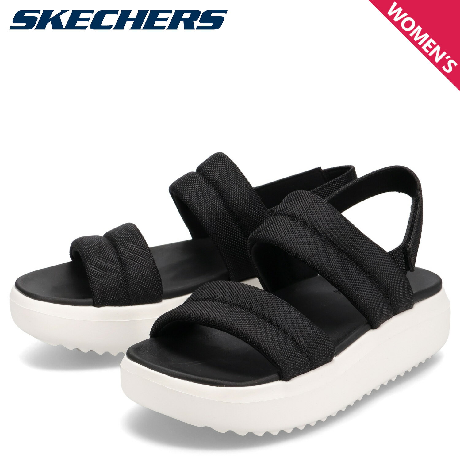 スケッチャーズ SKECHERS サンダル スポーツサンダル ボブス ポップ アップス プラトニッククラッシュ レディース 厚底 BOBS POP UPS 3.0 PLATONIC CRUSH ブラック 黒 114784