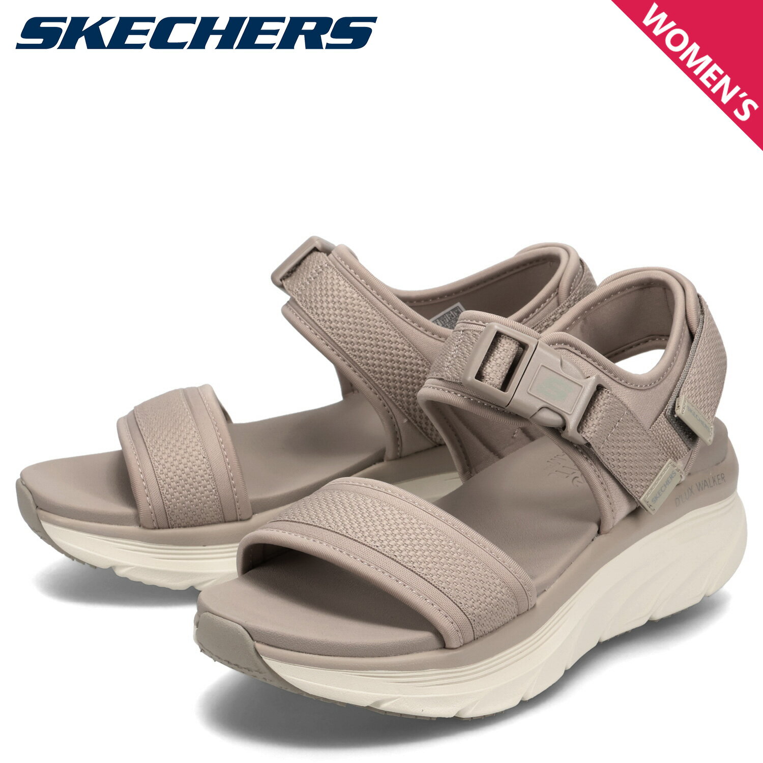 スケッチャーズ SKECHERS サンダル ストラップサンダル デラックス ウォーカー レディース 厚底 D'LUX WALKER DAILY OUTING ベージュ 119824