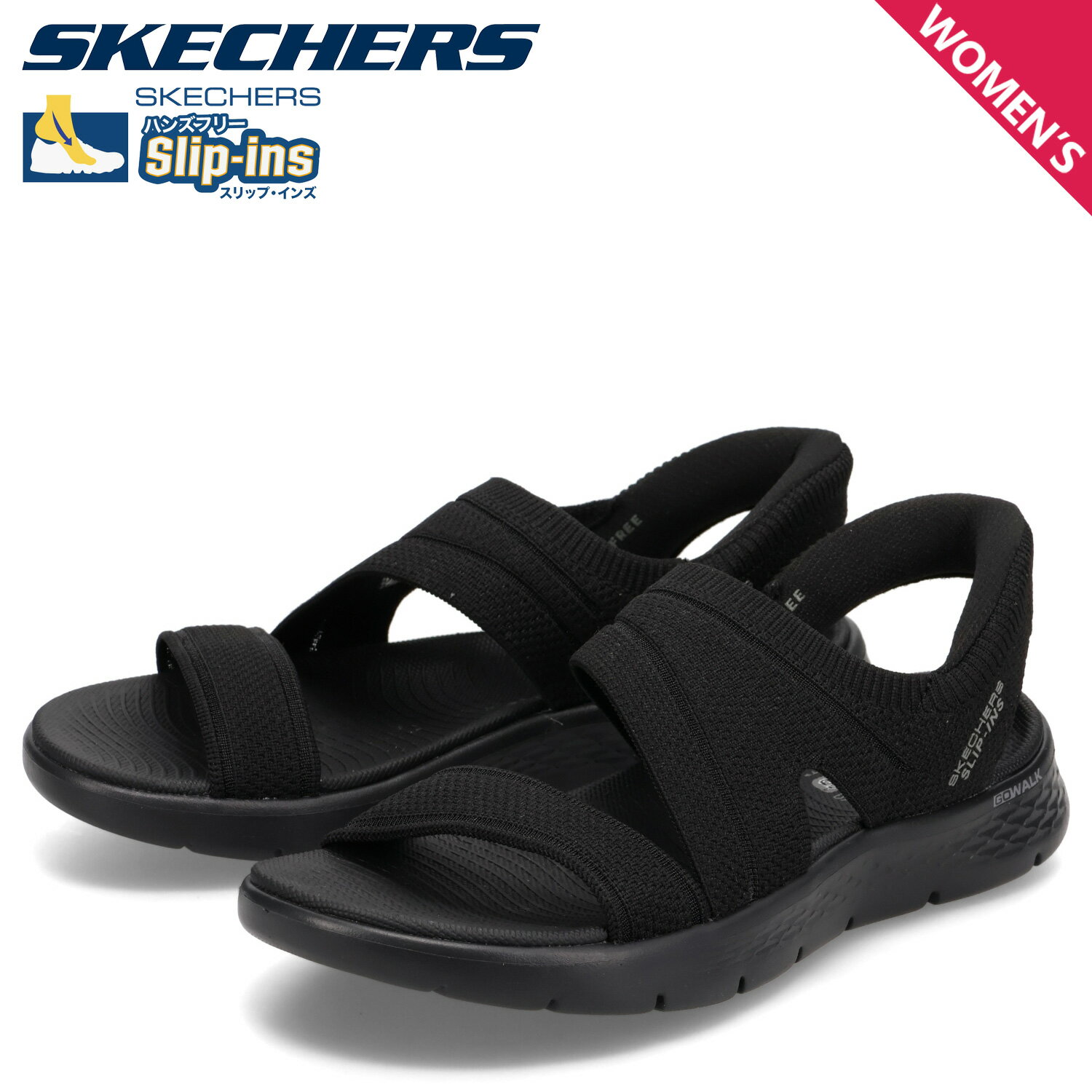 スケッチャーズ SKECHERS スリップインズ ゴーウォーク フレックス サンダル スポーツサンダル レディース Slip-ins GO WALK FLEX SANDAL ENTICING ブラック 黒 141482