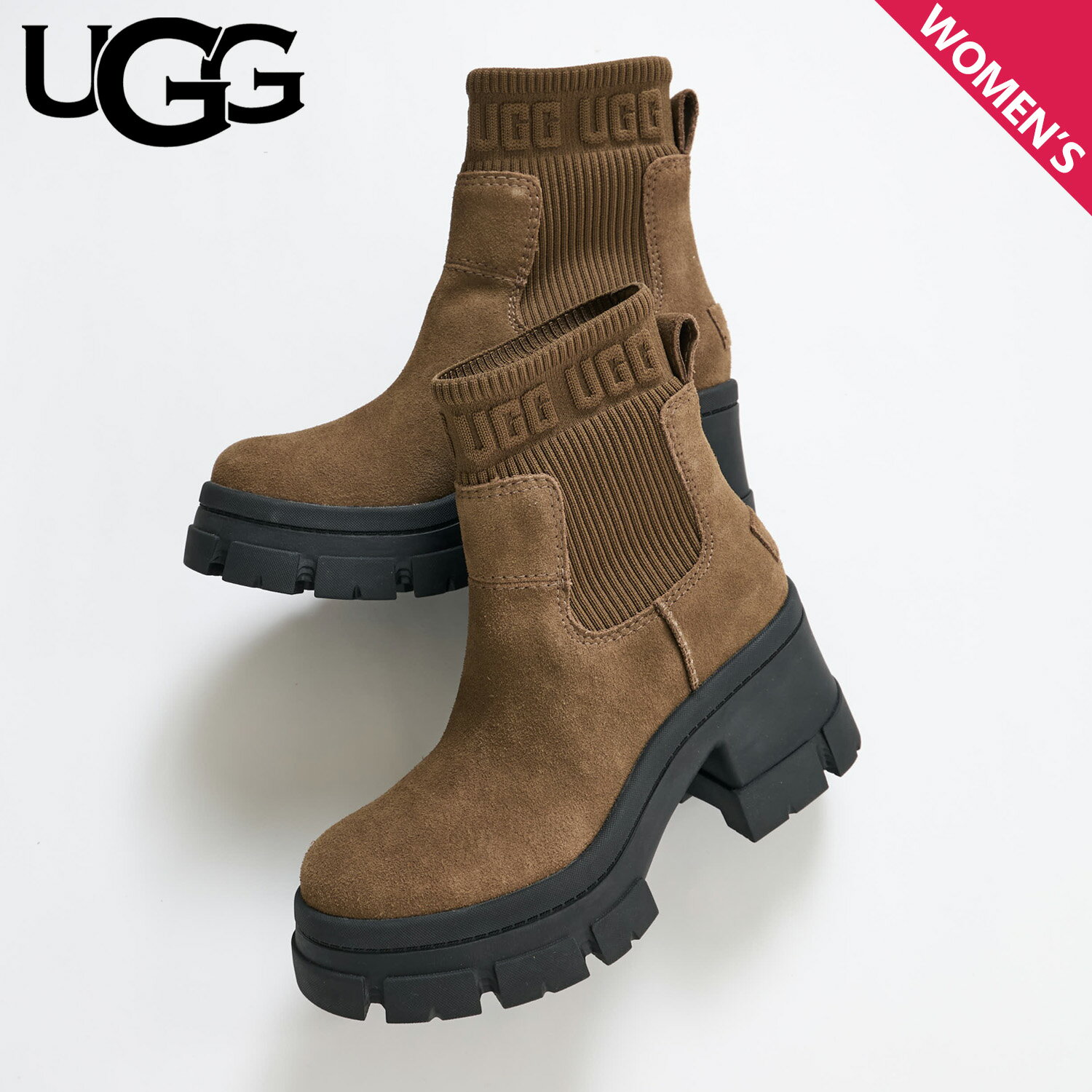 UGG アグ ブーツ サイドゴア ブルックリン チェルシー レディース 厚底 耐水 軽量 BROOKLYN CHELSEA ブラウン 1143851