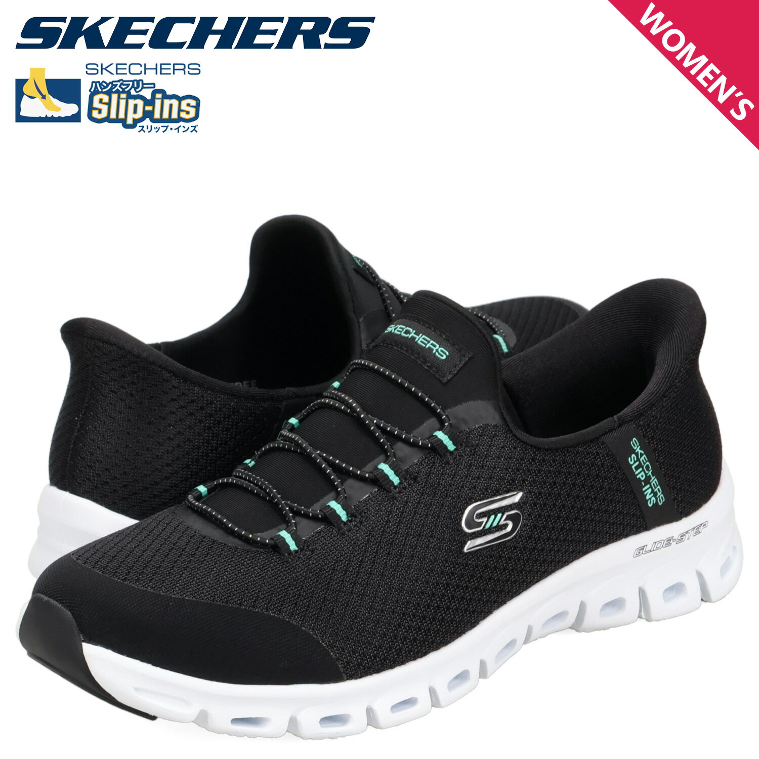 スケッチャーズ SKECHERS スリップインズ グライドステップ パースート スニーカー スリッポン レディース SLIP-INS GLIDE-STEP ブラック 黒 104547