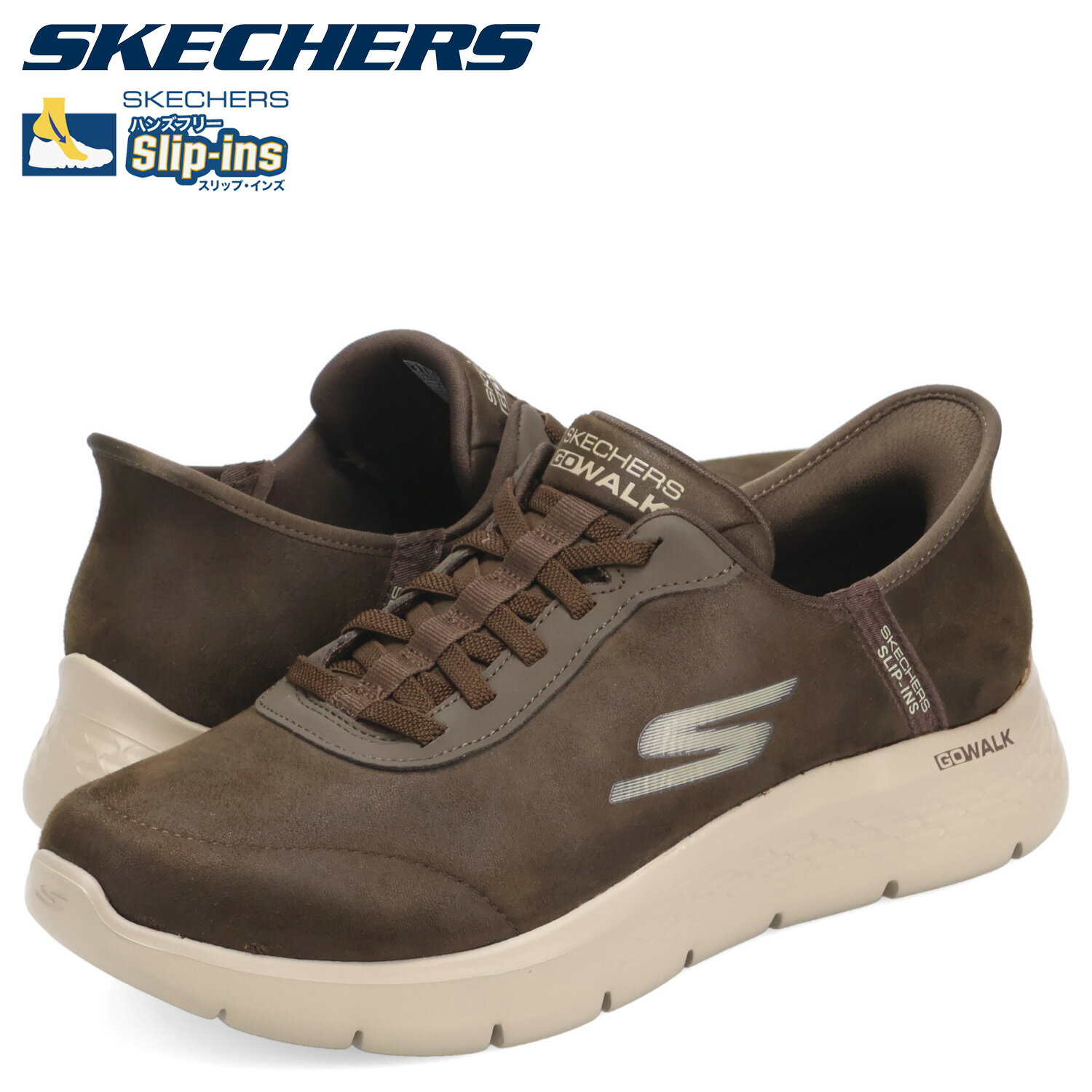 【最大1000円OFFクーポン発行中 12/11 11:59まで！】 スケッチャーズ SKECHERS スリップインズ ゴーウォーク フレックス スムース モーション スニーカー メンズ SLIP-INS GO WALK FLEX ブラウン 216326